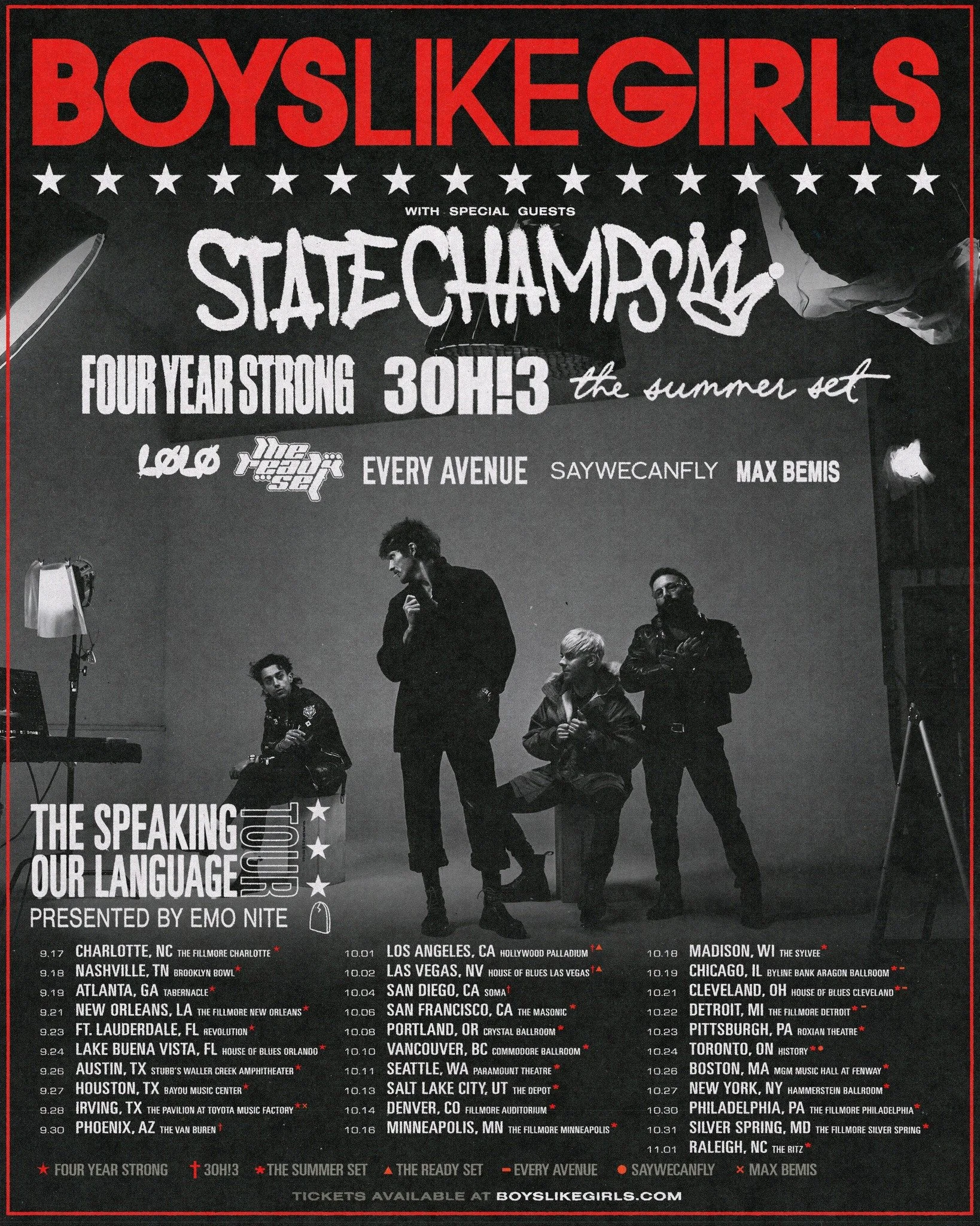 Boys Like Girls announce 2023 North American tour with State Champs