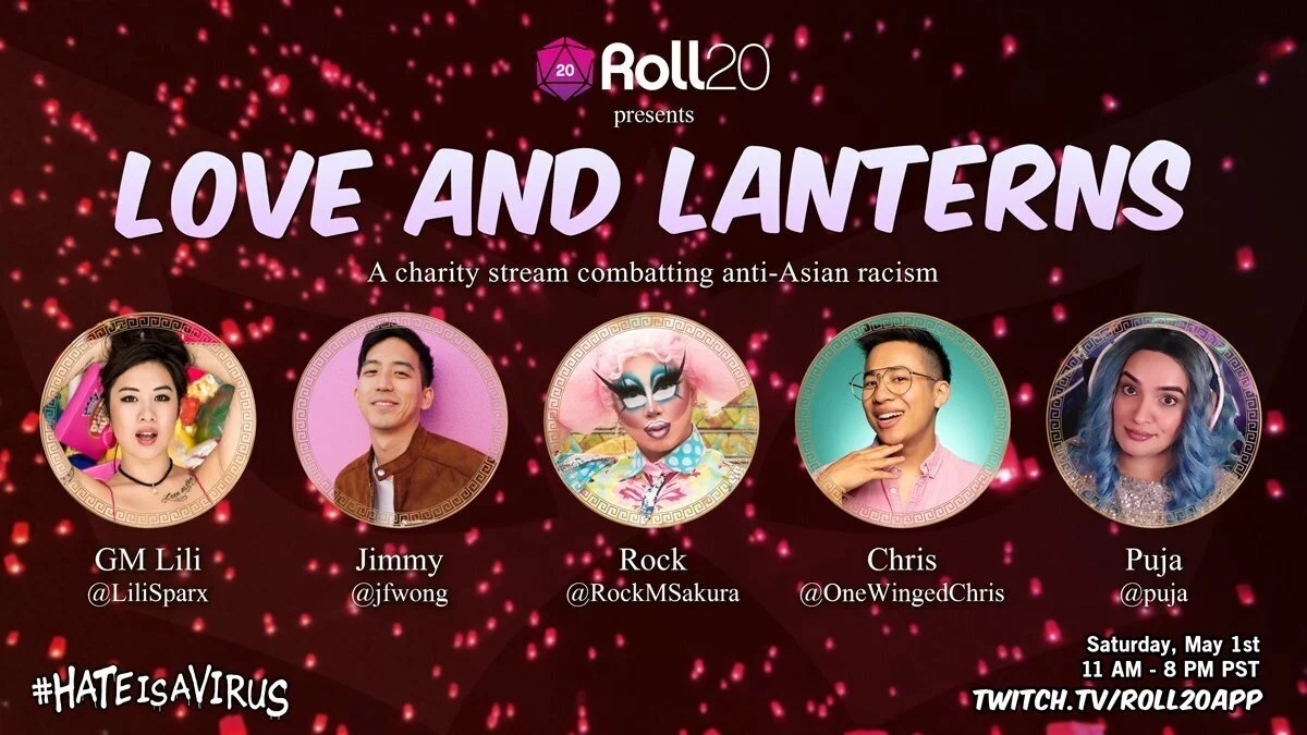 Roll20 to hold Love and Lanterns TTRPG one-shot benefiting Hate Is A Virus this Saturday