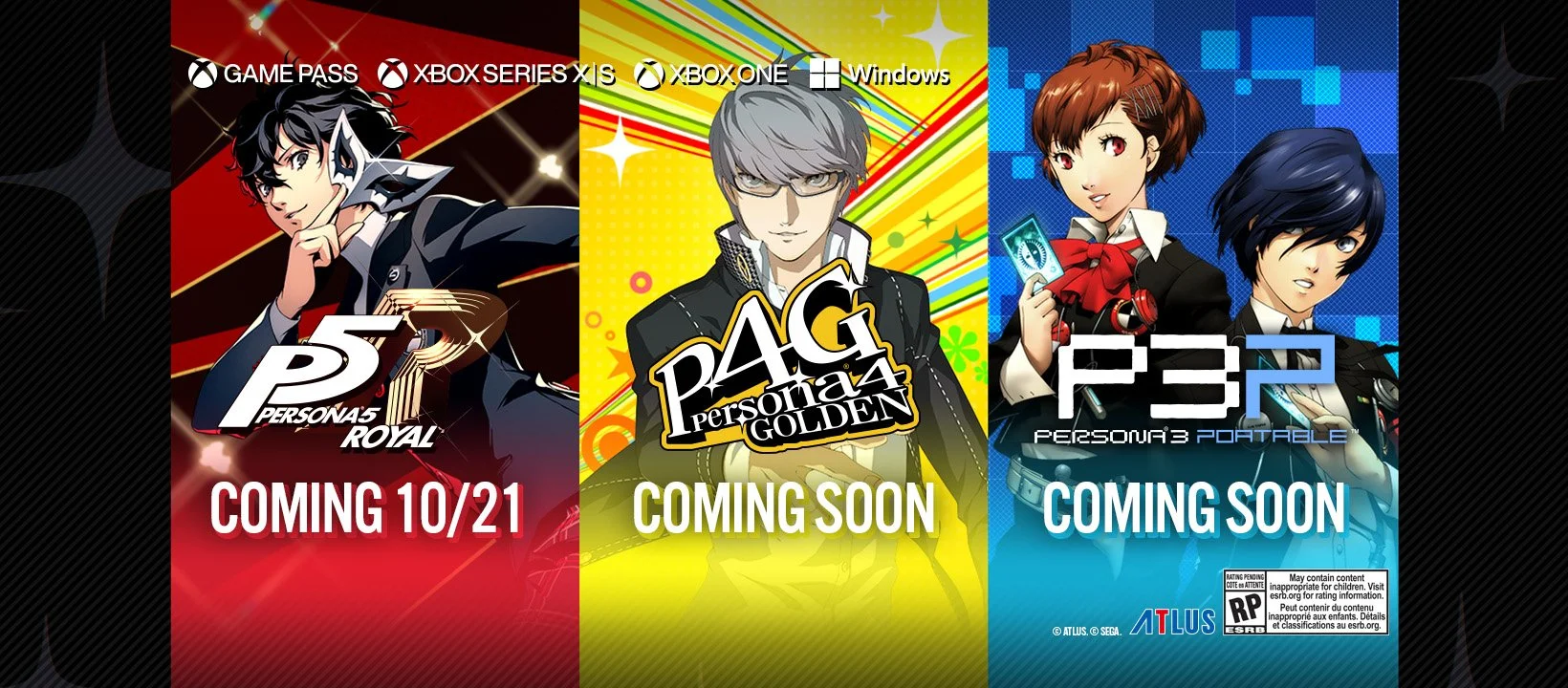 Persona 3 Portable, Persona 4 Golden, and Persona 5 Royal coming to Xbox and PC