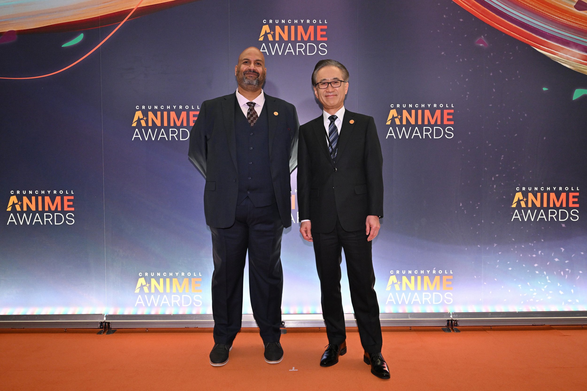 Crunchyroll President Rahul Purini and Sony Group Corporation Chairman, President and CEO Kenchiro Yoshida at the 7th Annual Crunchyroll Anime Awards, held in Tokyo for the first time.  March 4, 2023.JPG