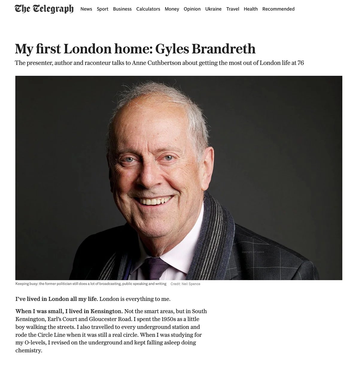 The Telegraph Newspaper, Gyles Brandreth 