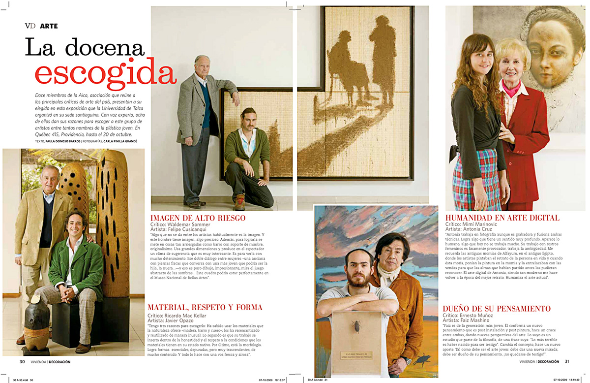 Exposición “12 x 12 ”, selección realizada por Aica, El Mercurio, Revista VD 