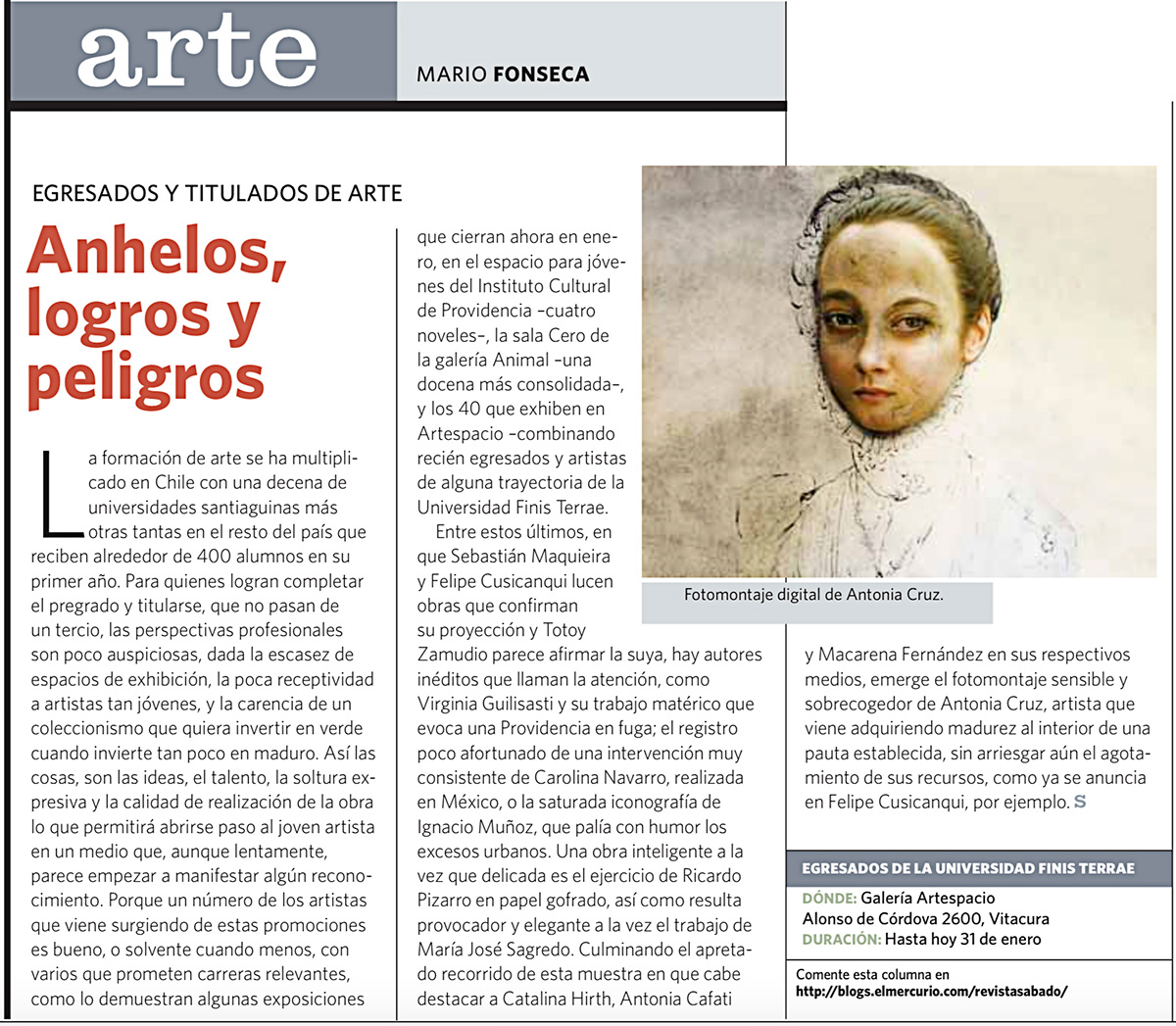 Exposición “Territorios de papel y Escenas Cotidianas”, El Mercurio, Revista Sabado
