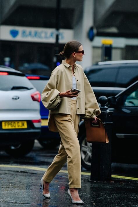 Vera Van Erp’s street-style in neutrals. Photo: adamkatzsinding.com