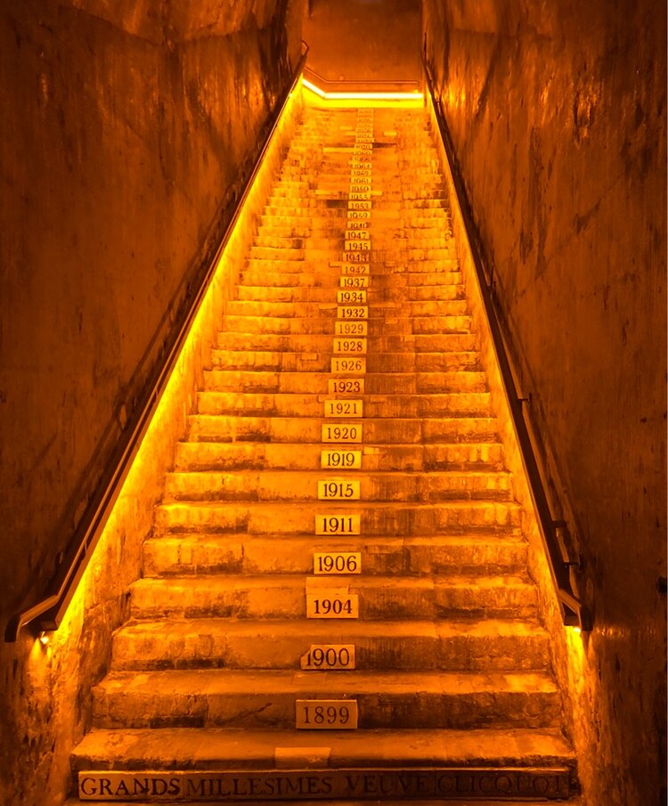 Staircase at the Veuve Clicquot Vineyard. Photo: @poresandpomegranates