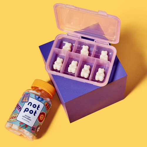 Not Pot’s CBD gummies are vegan and derived from organically-grown USA hemp.