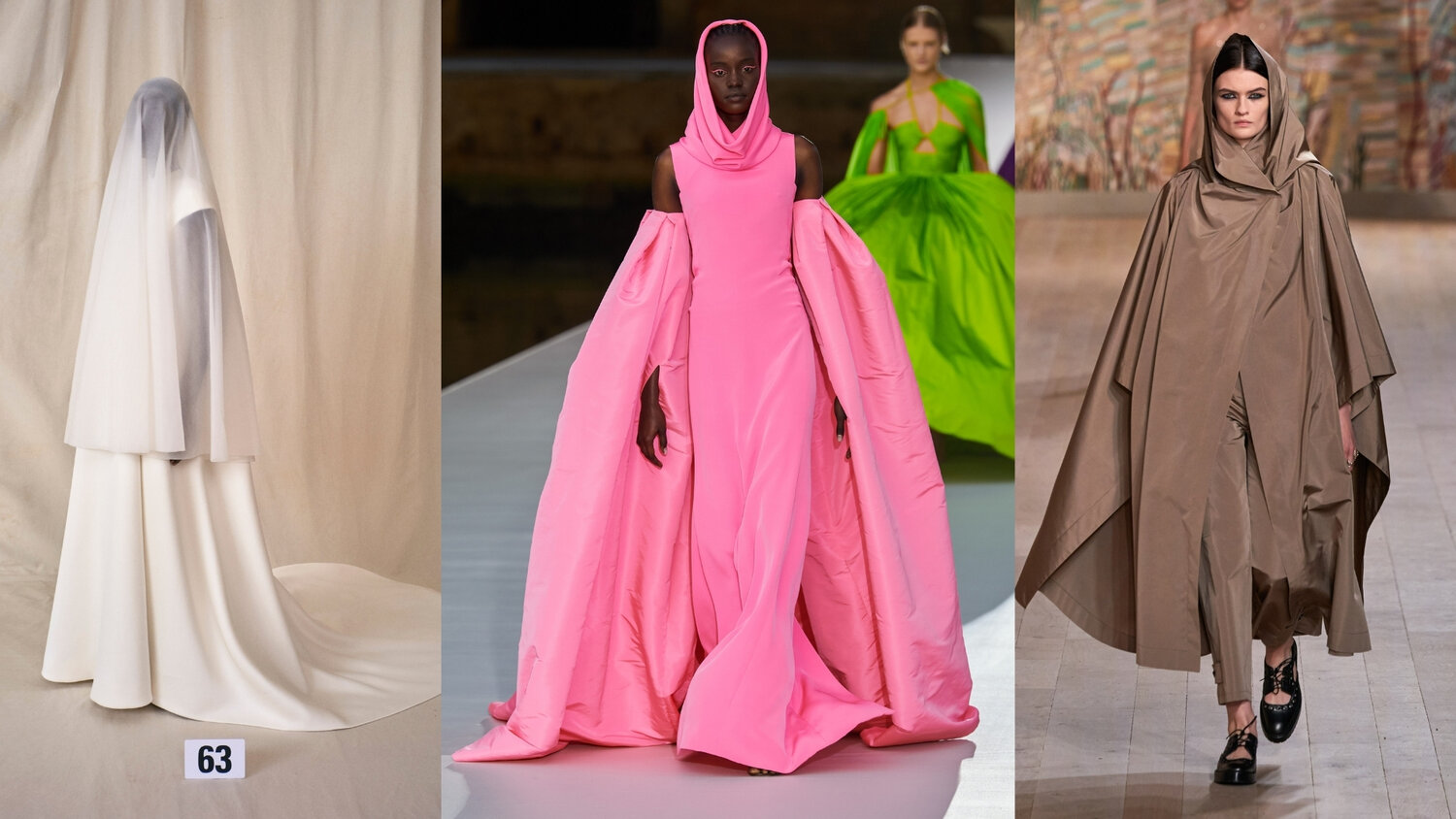 Photos: Left to right: Courtesy of Balenciaga Look 63, Filippo Fior / Gorunway.com Valentino Look 74, Alessandro Lucioni / Gorunway.com Christian Dior Look 31