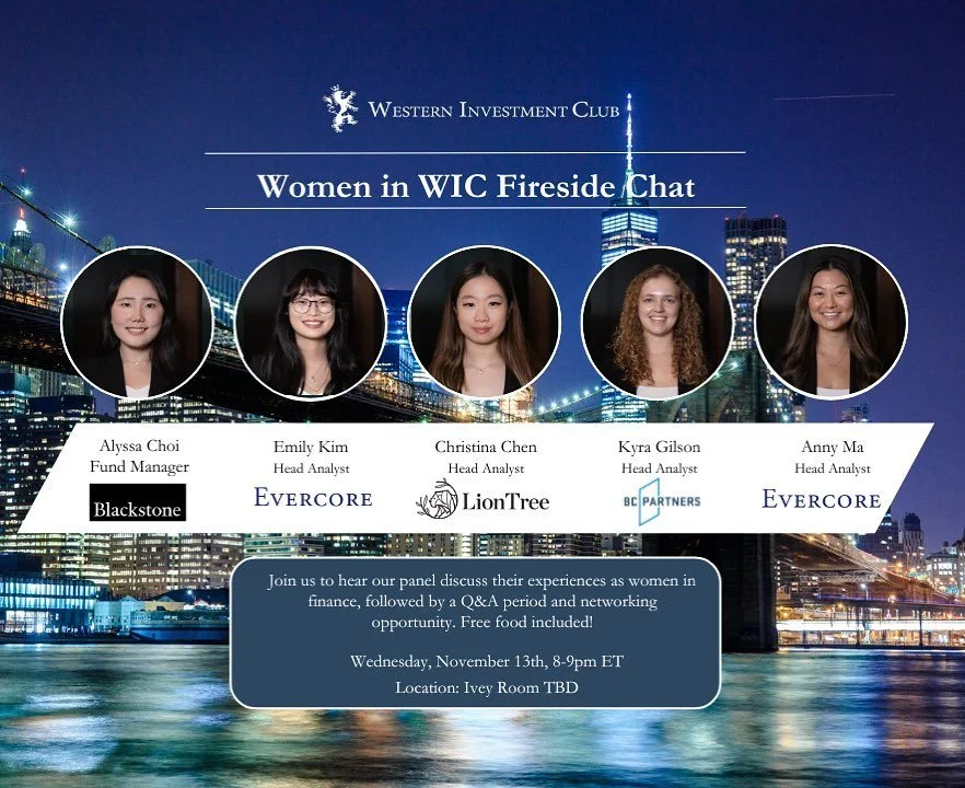 We are proud to announce our Women in WIC Fireside Chat on this upcoming Wednesday, November 13th, 8-9PM ET. This is a fantastic opportunity to learn from our speakers as they share their experiences as women in the financial industry. 

Food and dri