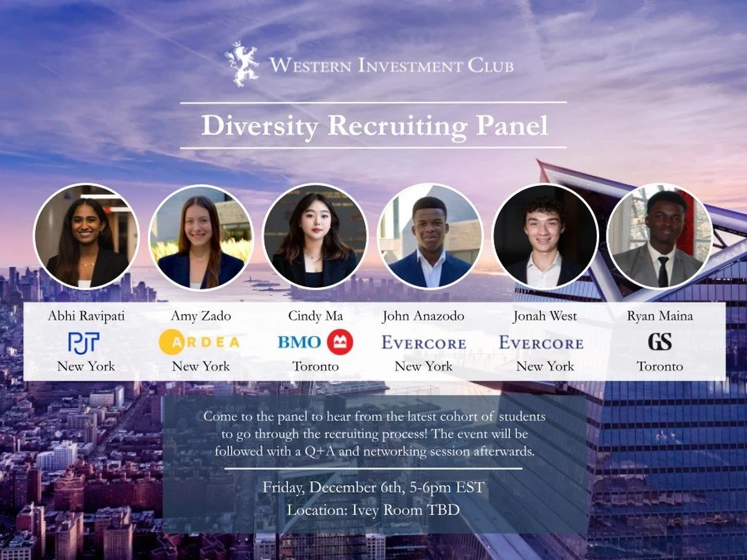 DiWIC &amp; WiWIC will be hosting our Diversity Recruiting Panel on December 6th from 5-6PM EST. This is a great opportunity for members to gain insights and advice from students who recently went through the recruitment process. The event will be fo