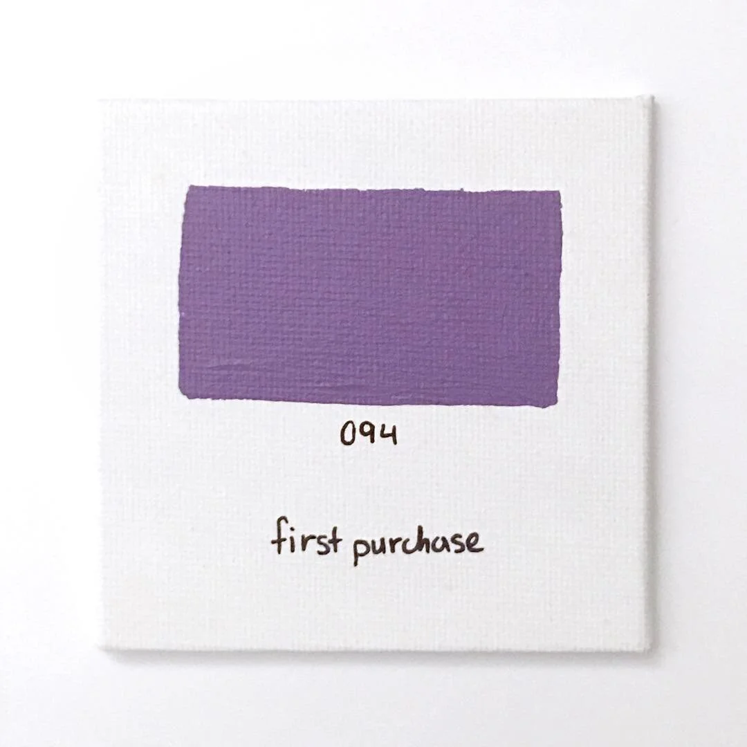 094 - The first thing I remember buying with my very own money was a teddy bear figurine with a purple bow in its hair and a tiny purple jewel on its chest. I saw it at a shop out with my mom and begged her for it, so she made a deal with me that if