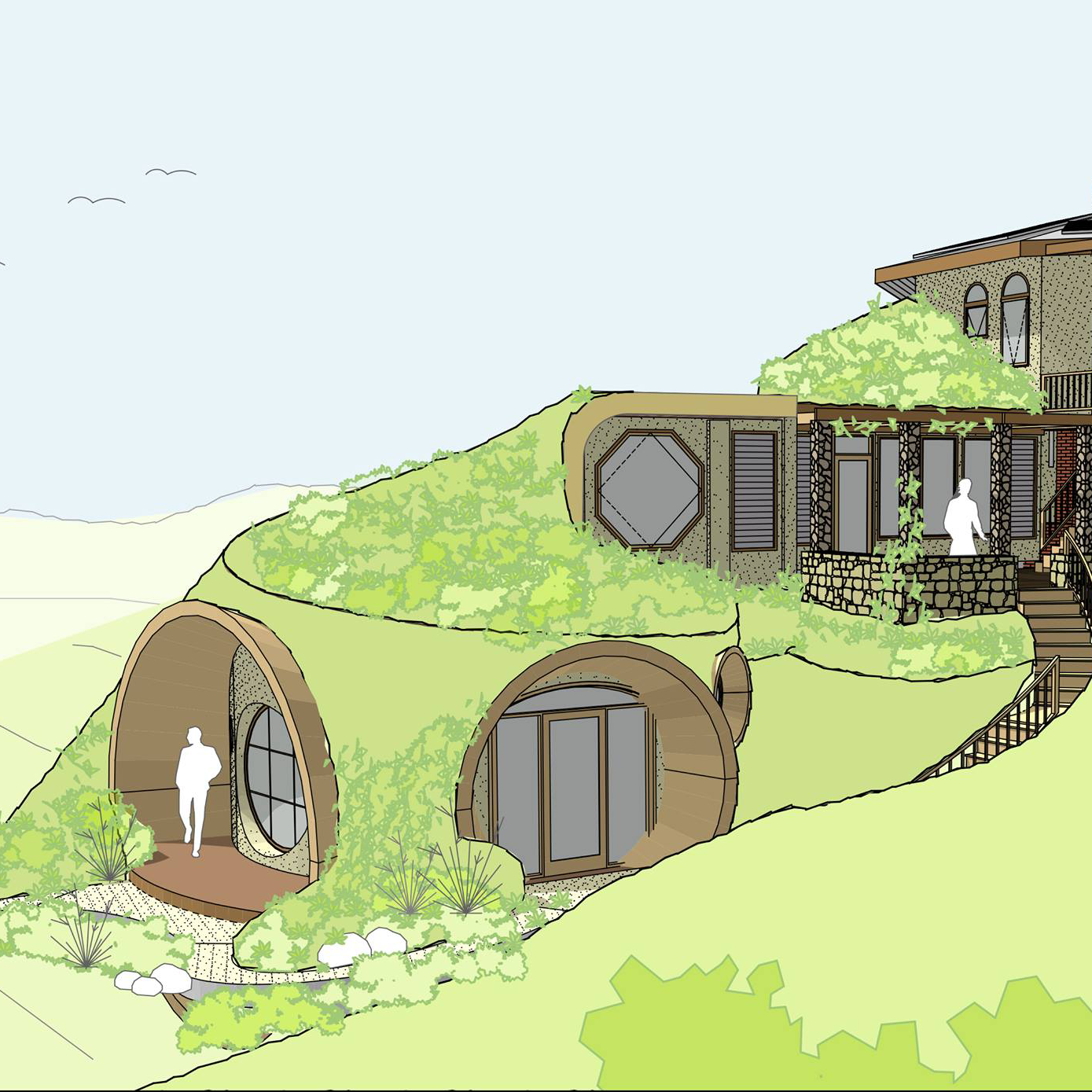 VOLUNTEERING AT THE GREEN HOUSE - SUPERADOBE HOBBIT STUDIO BUILD