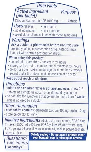 tums ingredients are bad for you