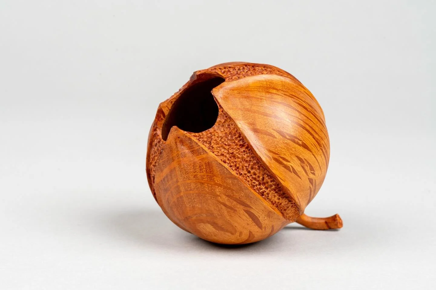 Sculptural seed pod for one of my demonstrations in Adelaide next month . #sculture #timbersculpture #timberseedpod #seedpod #hollowturning #woodturning #woodturningartist #woodturningart #neilturnerartisan