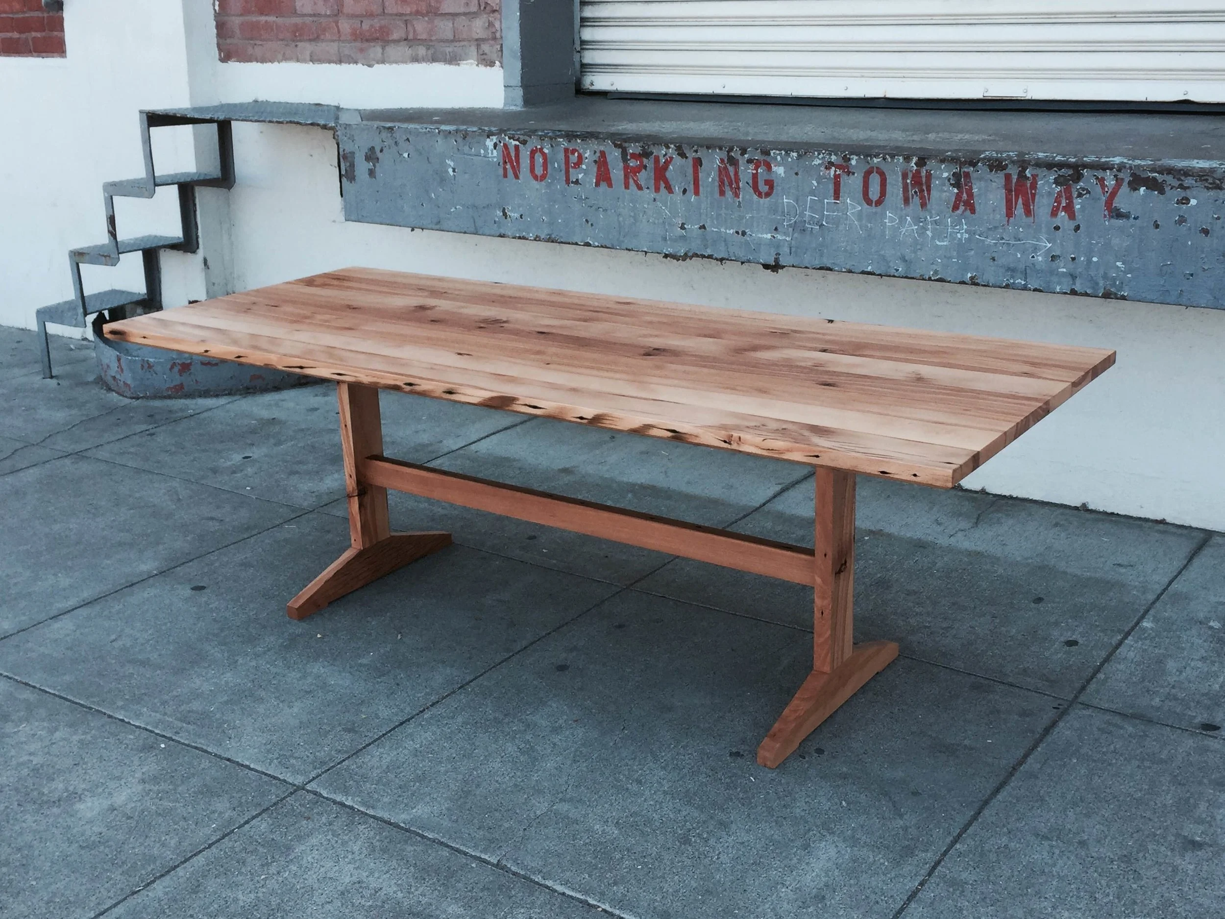 Reclaimed beech trestle table