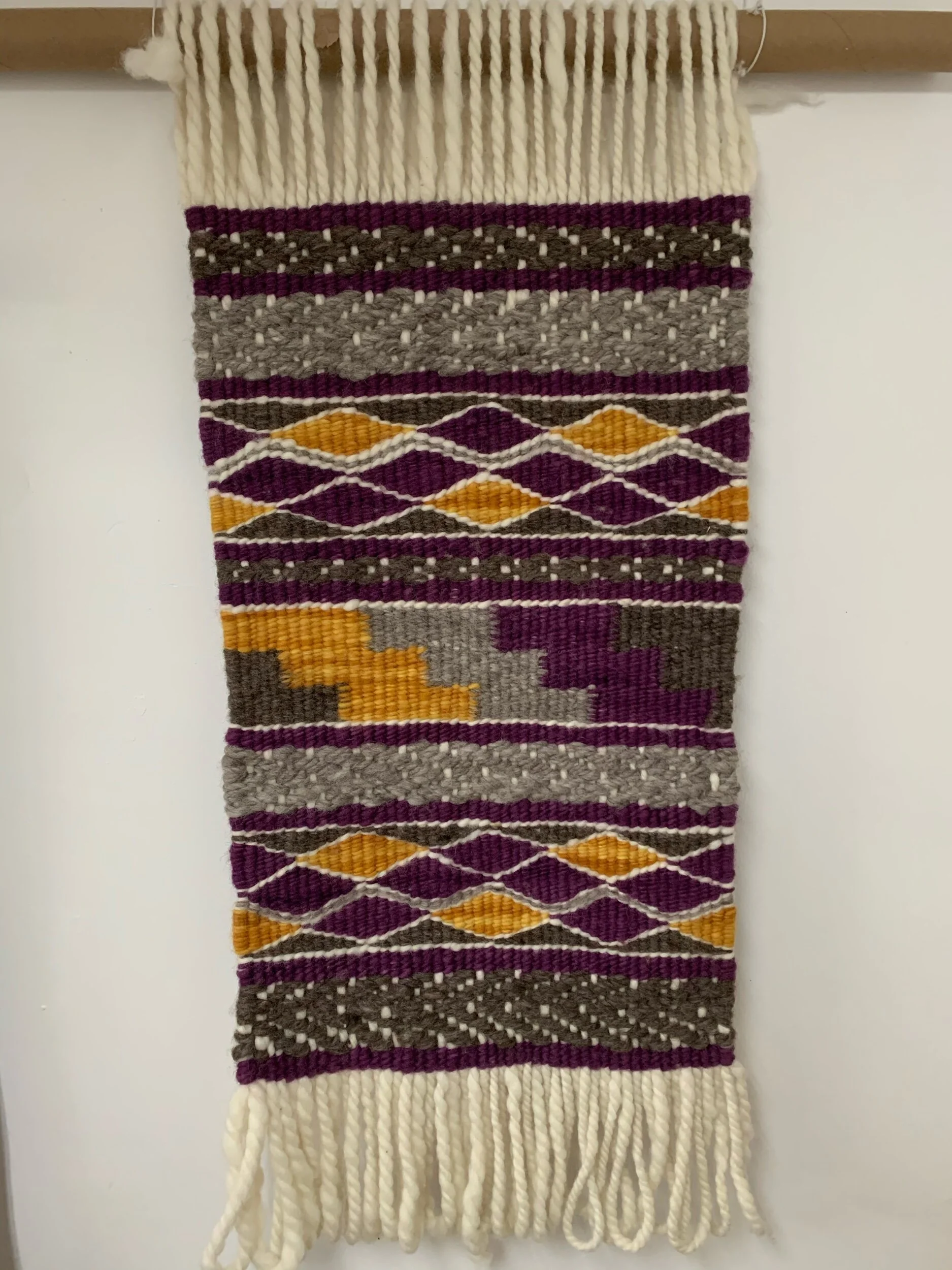  2020 Hand spun and hand dyed (purple and gold) sheeps wool 