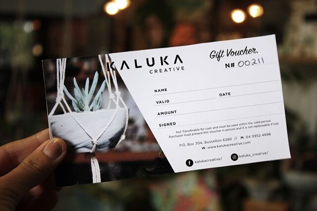 Need to get someone a gift and don&rsquo;t know what to get them? Gift vouchers are perfect for those who are just too hard to buy for.⠀
.⠀
Available online and pick up⠀
.⠀
#kalukacreative #plantshop #nursery #plantstore #shoponline #giftideas #livin