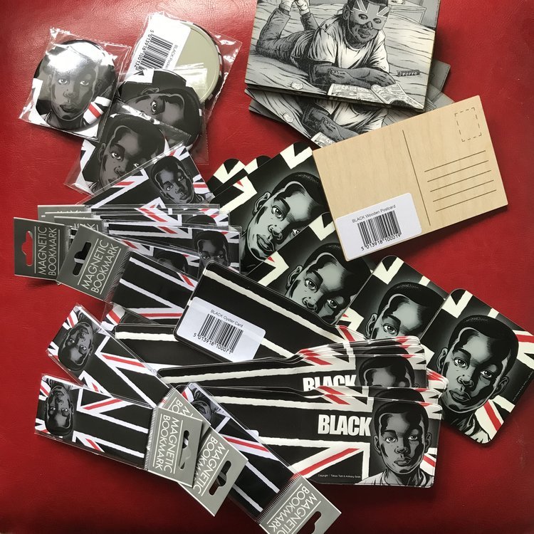 We created a series of products to be sold alongside the graphic novel.