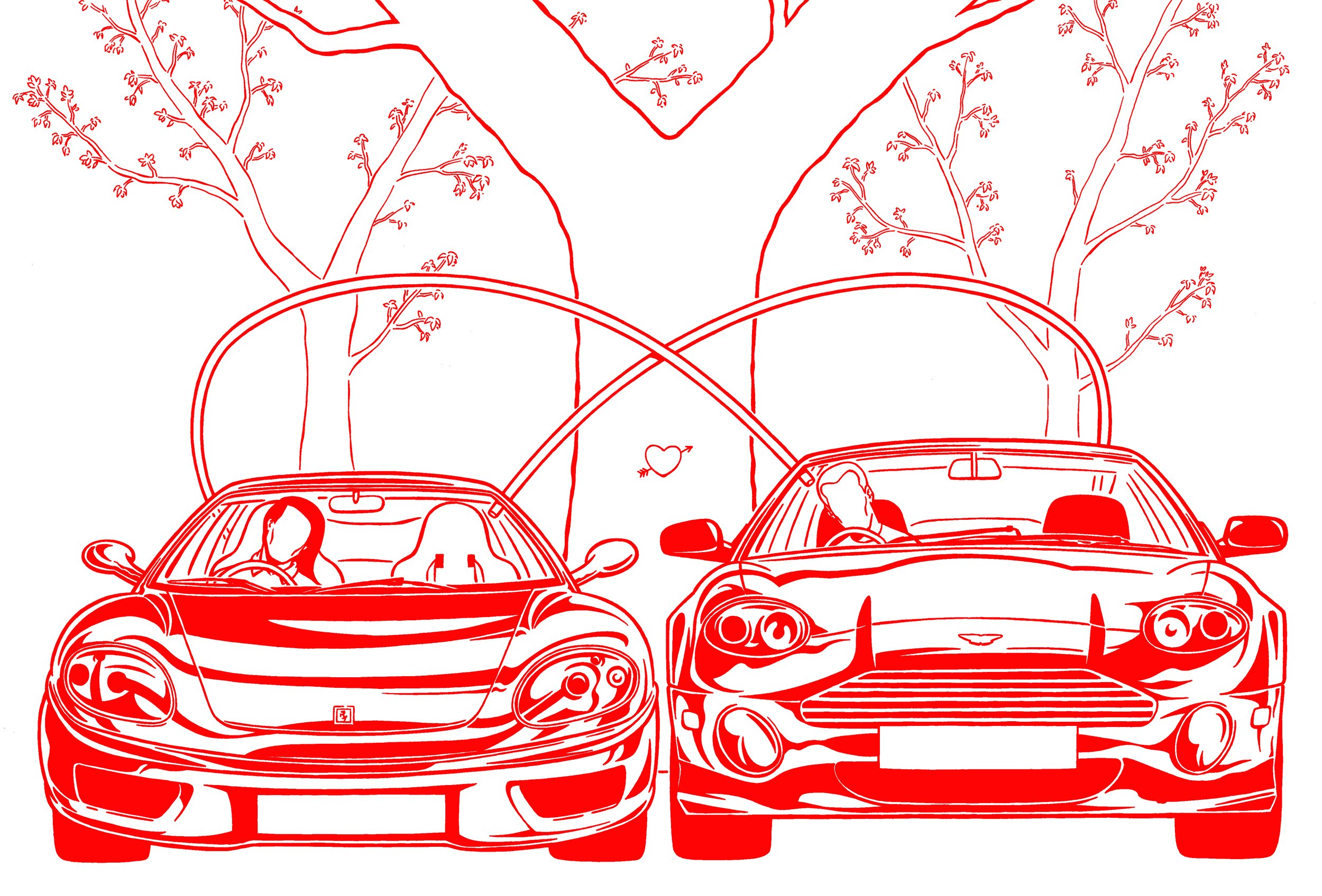 lovers in cars(red).jpg