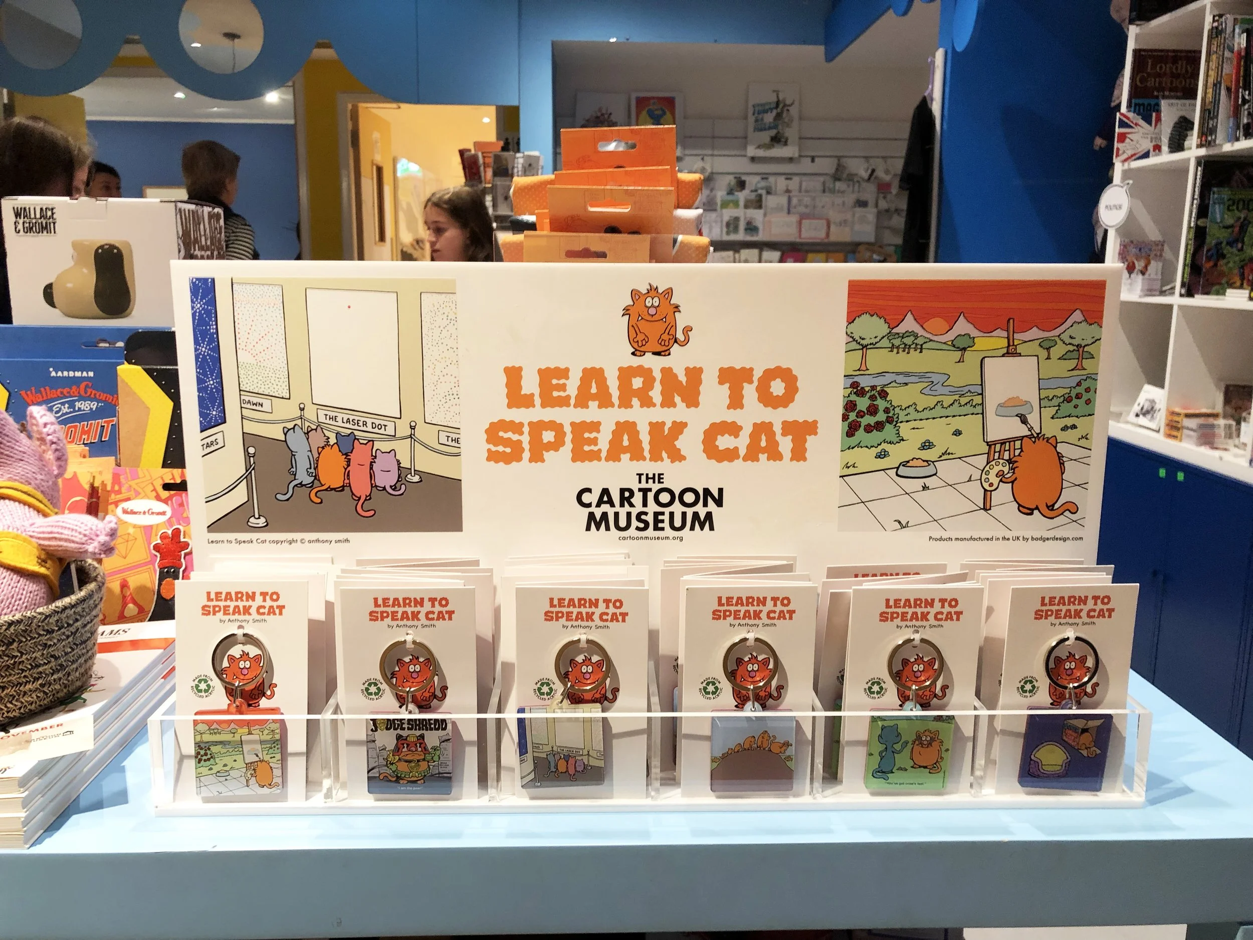 Learn to Speak Cat display stands made for the Cartoon Museum by Badger Design. 