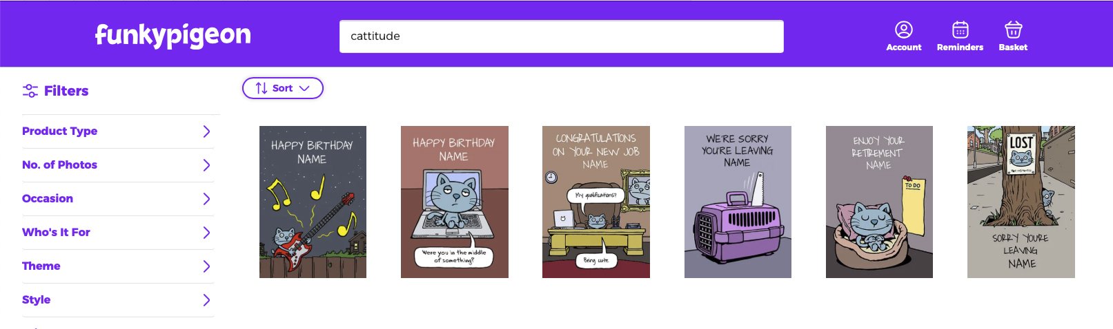  Funky Pigeon cards 