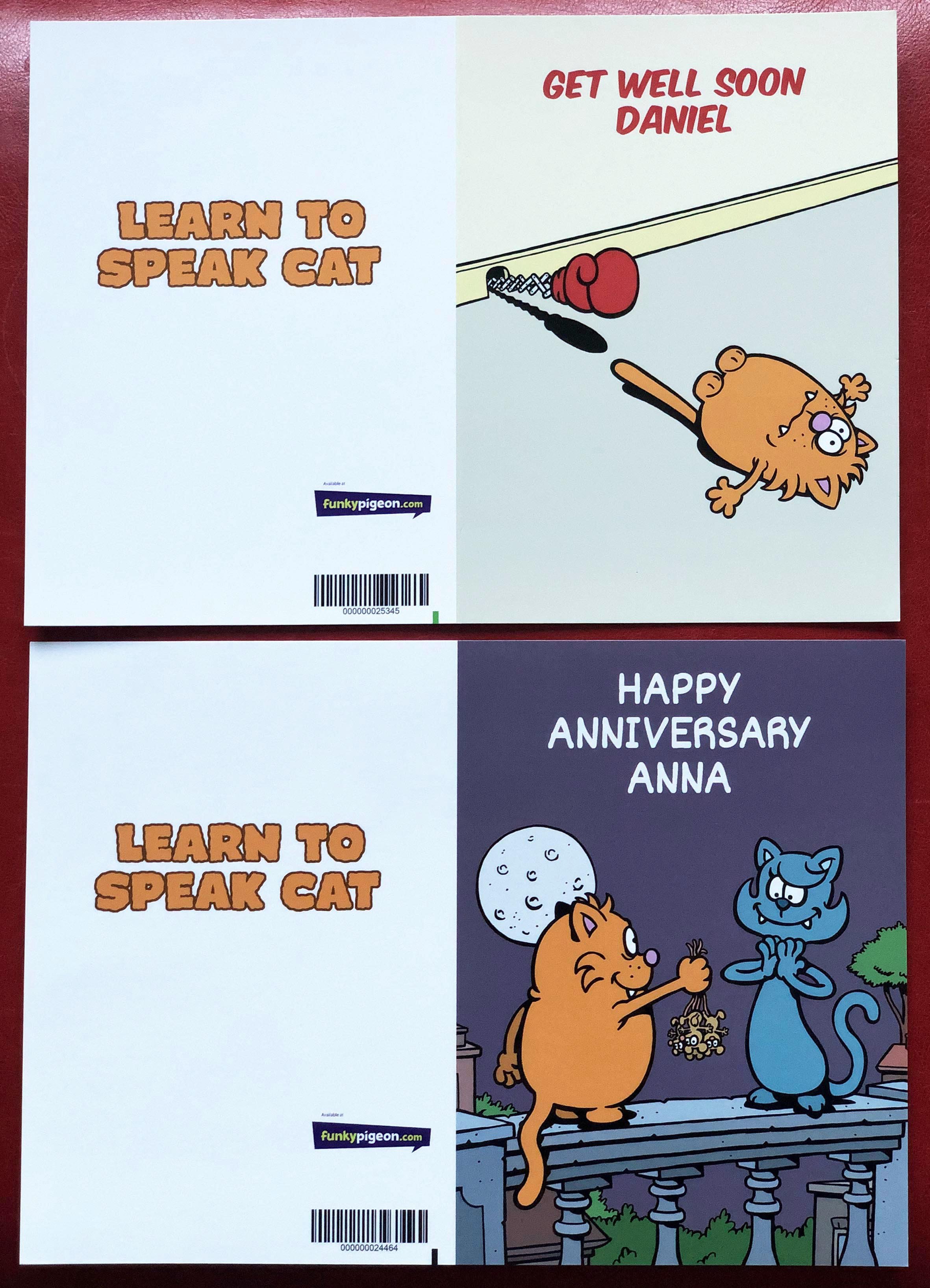  Funky Pigeon personalised cards. 