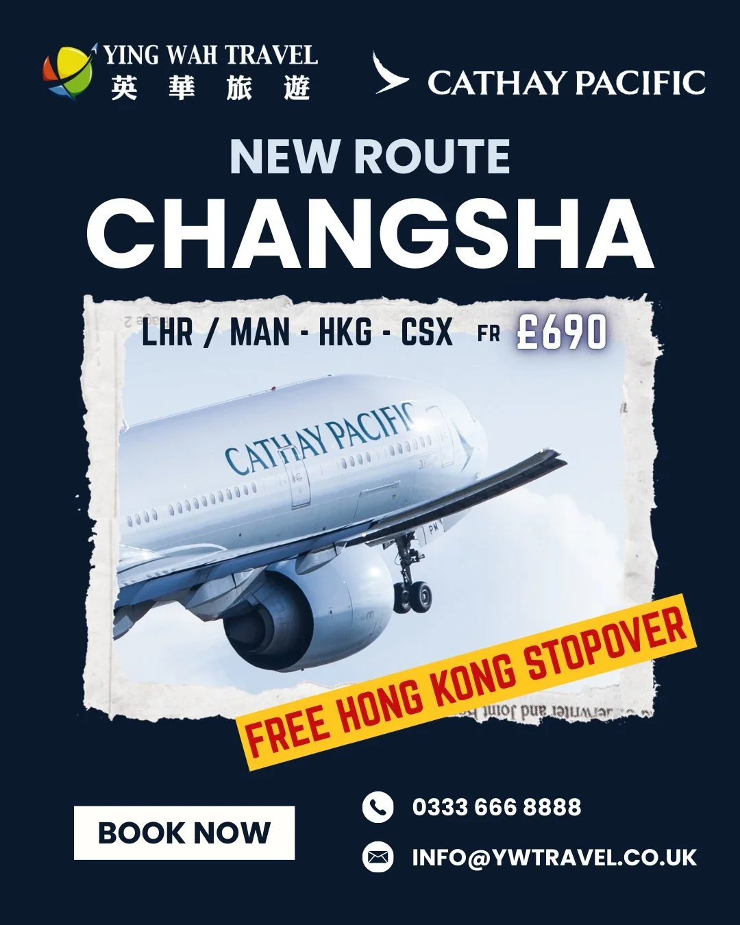 🎉 Cathay Pacific New Route &mdash; London / Manchester ⇄ Changsha Daily! ✈️
✨ Enjoy FREE Hong Kong stopover &mdash; homecoming + travel in one trip!

📅 Travel Dates: Early Nov &ndash; early Dec, mid-Jan &ndash; late Mar (Excludes holiday periods)
?