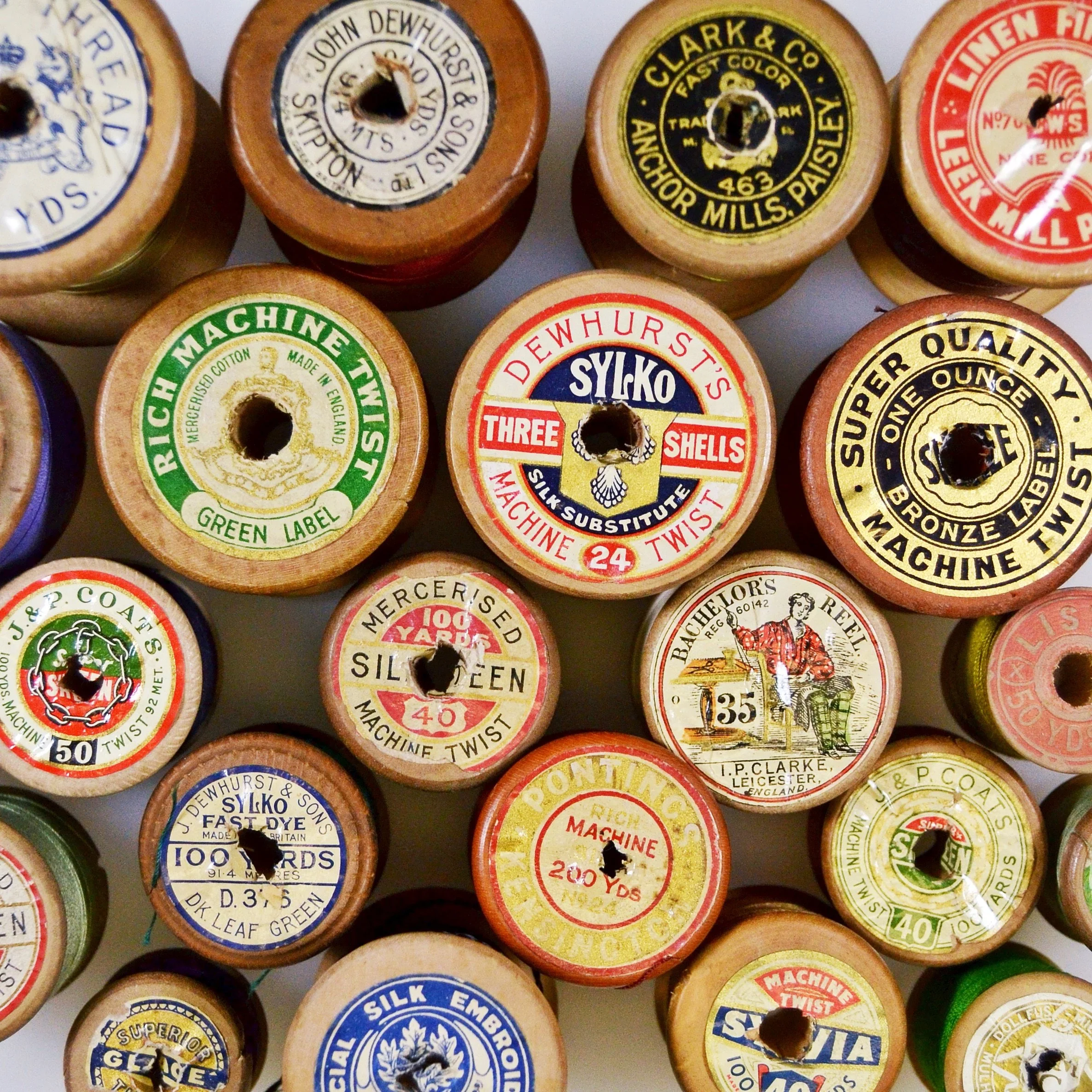 Greetings Card - Antique sewing and embroidery thread reels