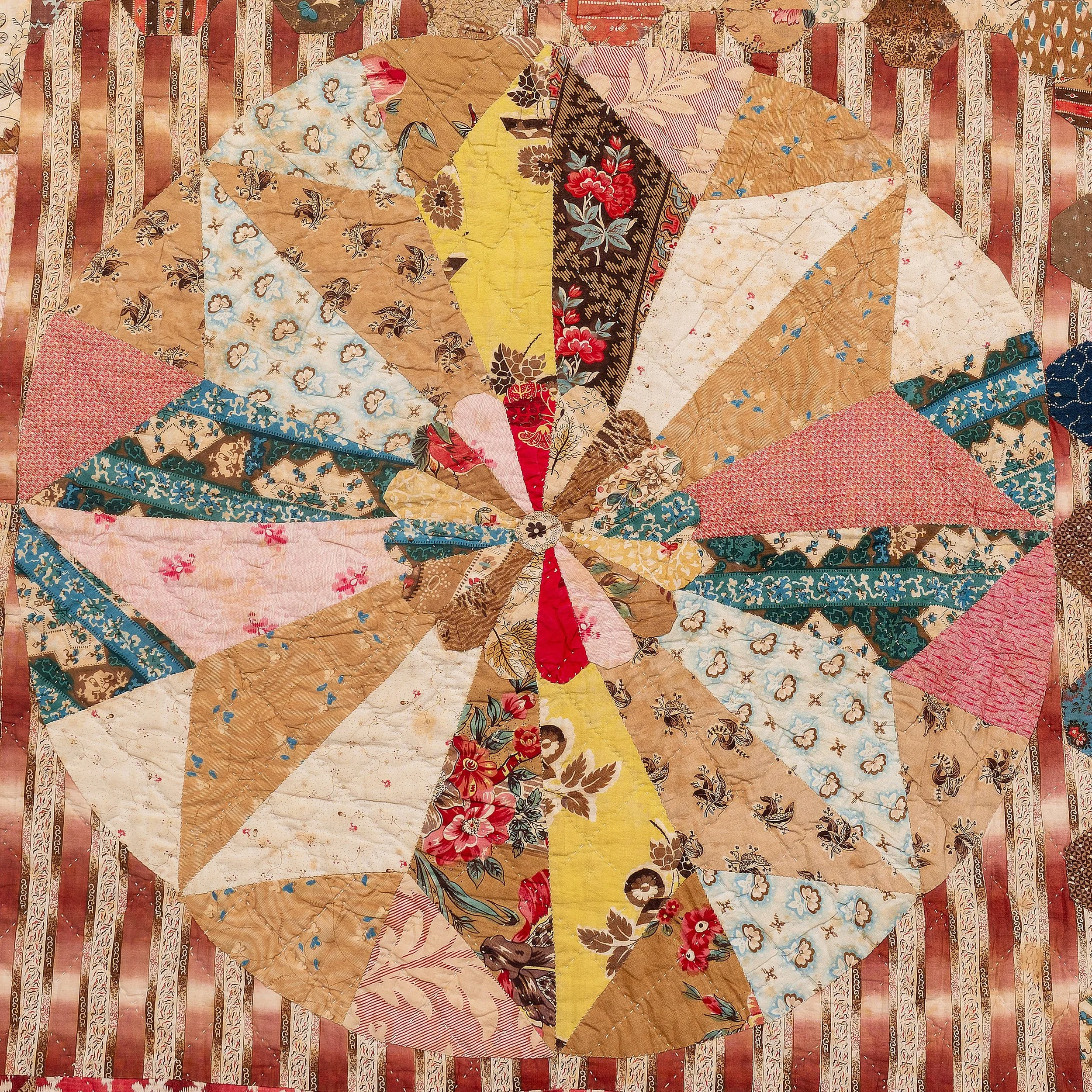 Greetings Card - Detail from a pieced patchwork quilt