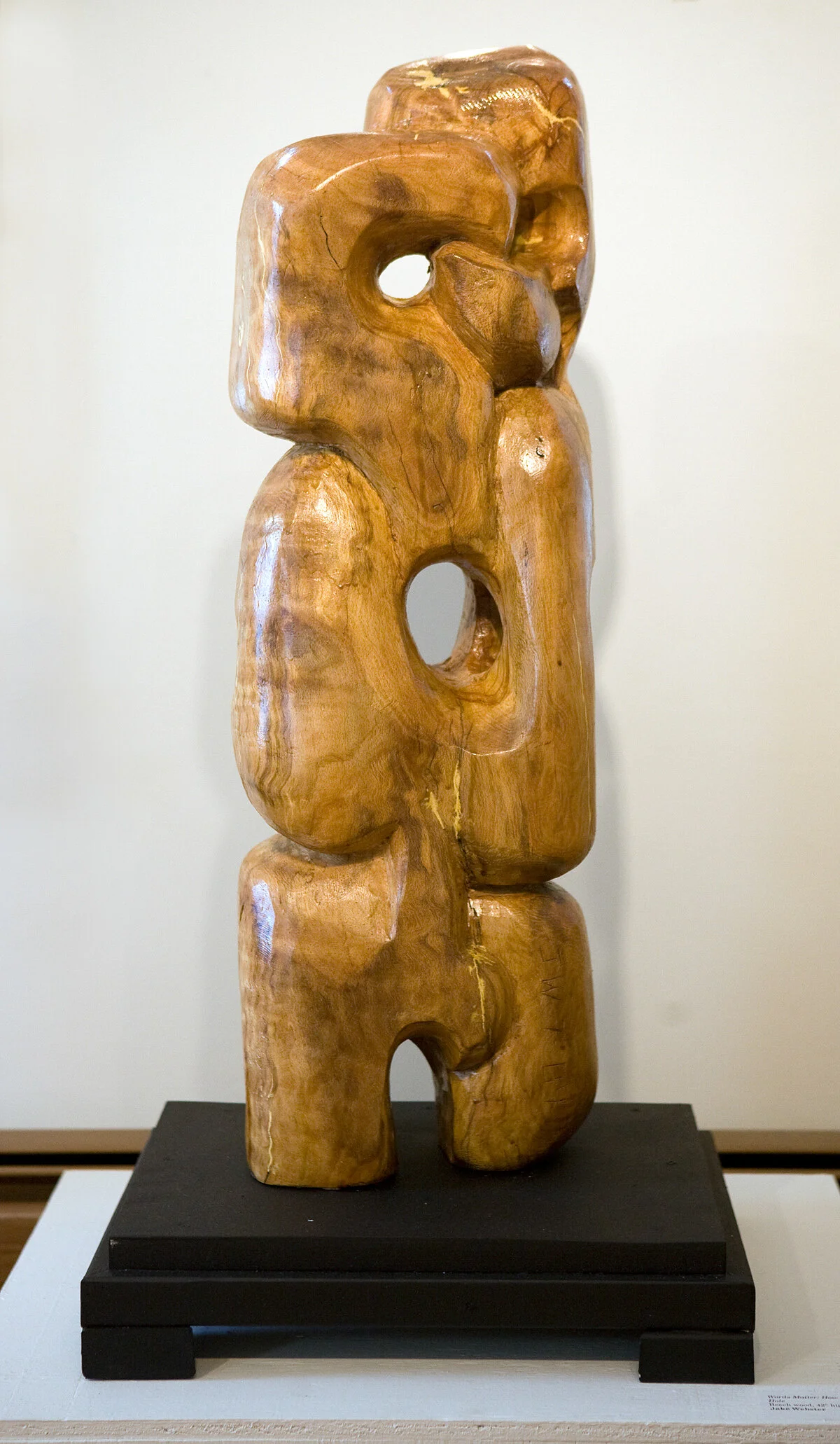 Poetry  by Jake Webster THE ANSWER (HOW TO CATCH A HOLE)  (Sculpture How to Catch A Hole / beech wood / 3'h)