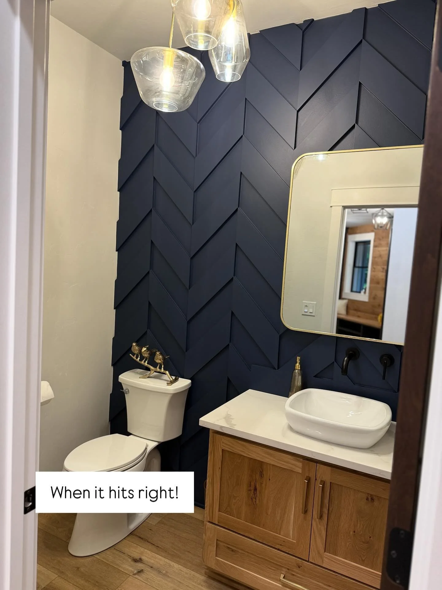 I can&rsquo;t help staring at this wall!  One of my favorite details for sure!  #itsinthedetails #wausauareabuilder #trimdetail #customdesign #woodburyexperience #powderroom #whoneedswallpaper #dreamhome #paradehome