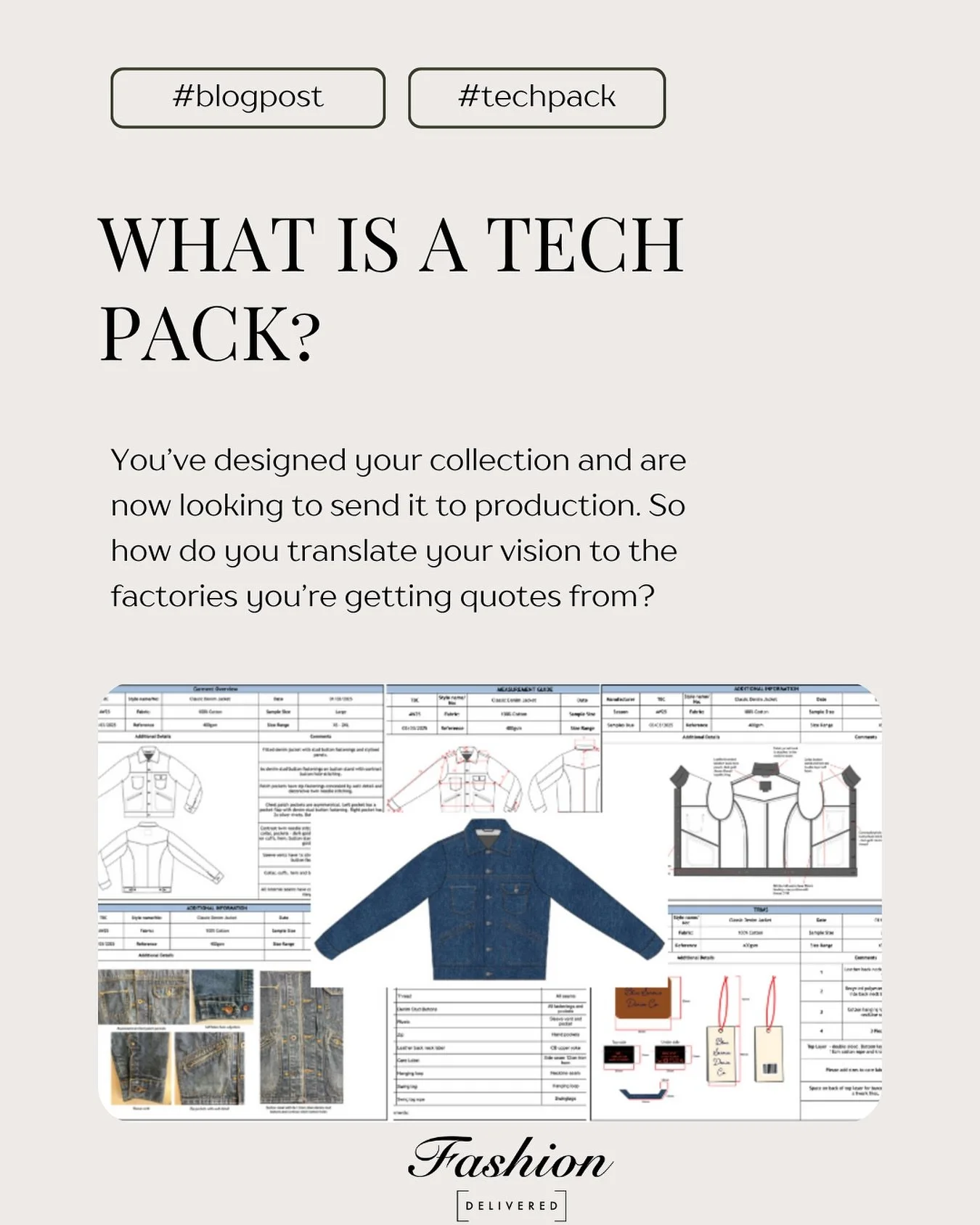 Tech packs are a tool that help hugely during these stages of product development, so making sure yours is accurate will save you time and money later on. 

This article will explain what a tech pack is and why they are important and next week we wil