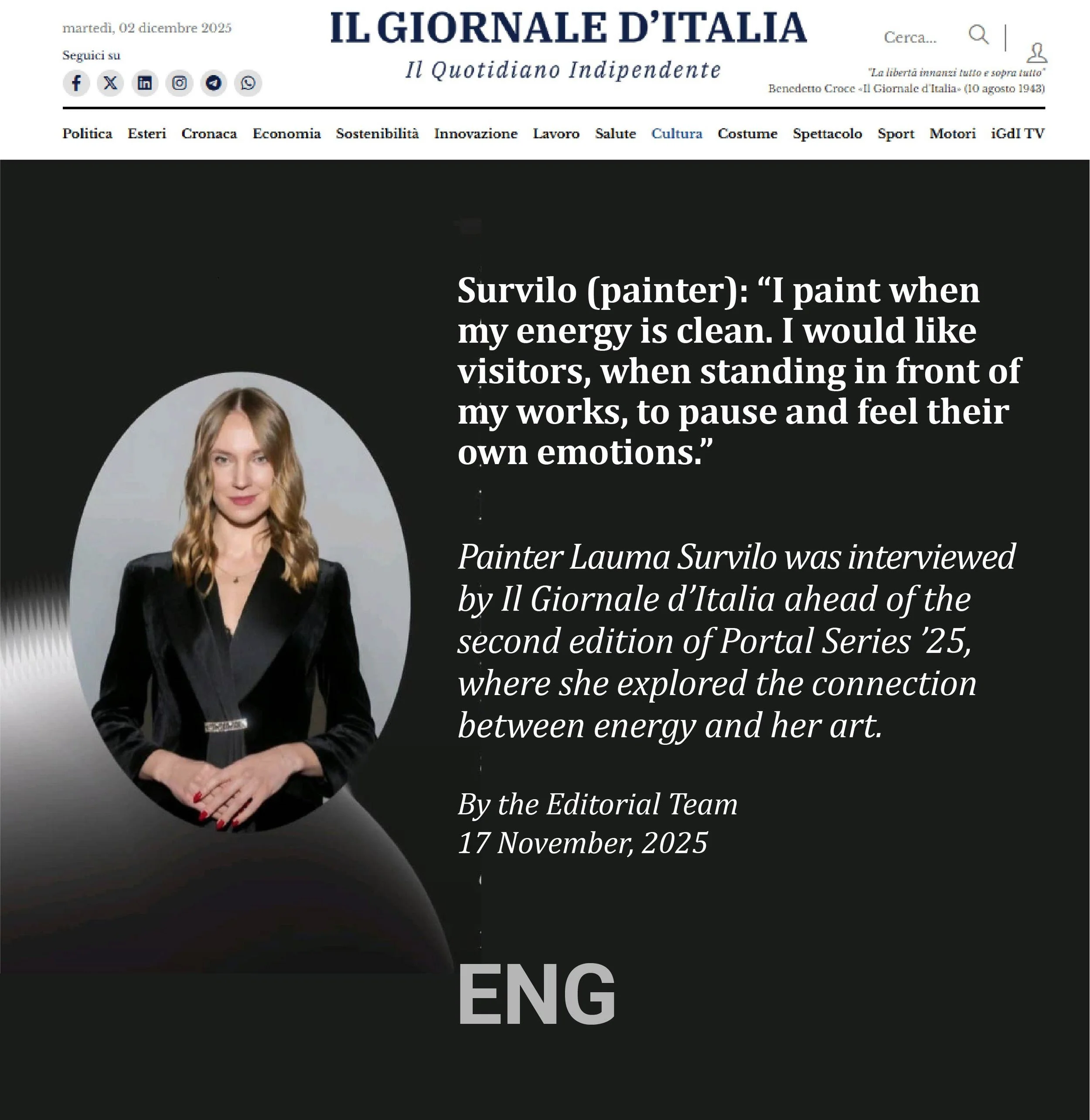 How does Energy Art come alive? Il Giornale d'Italia. 17.11.2025.