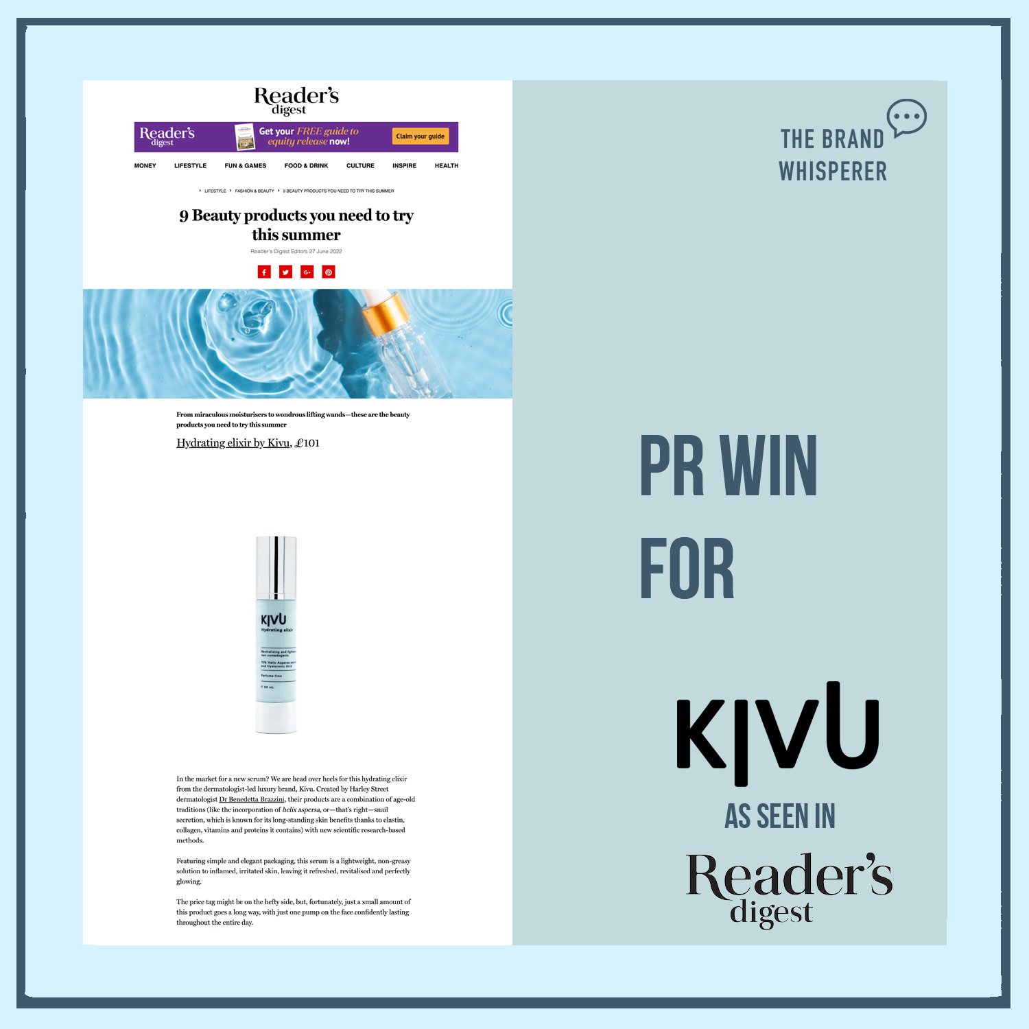 Kivu Skincare in Reader's Digest, June 2022