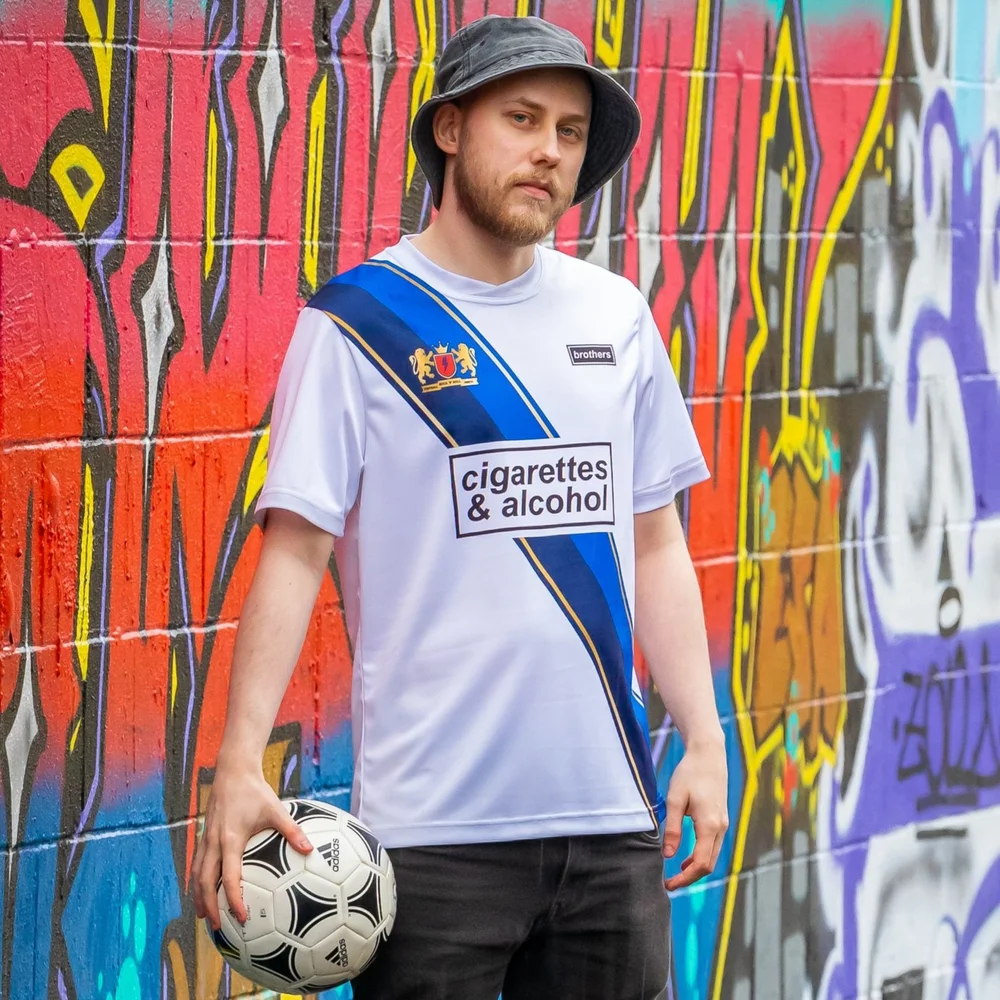 nxt lvl CIGARETTES & ALCOHOL football shirt Blue Edition (unisex) — Rock  'n' Roll Football Shirts