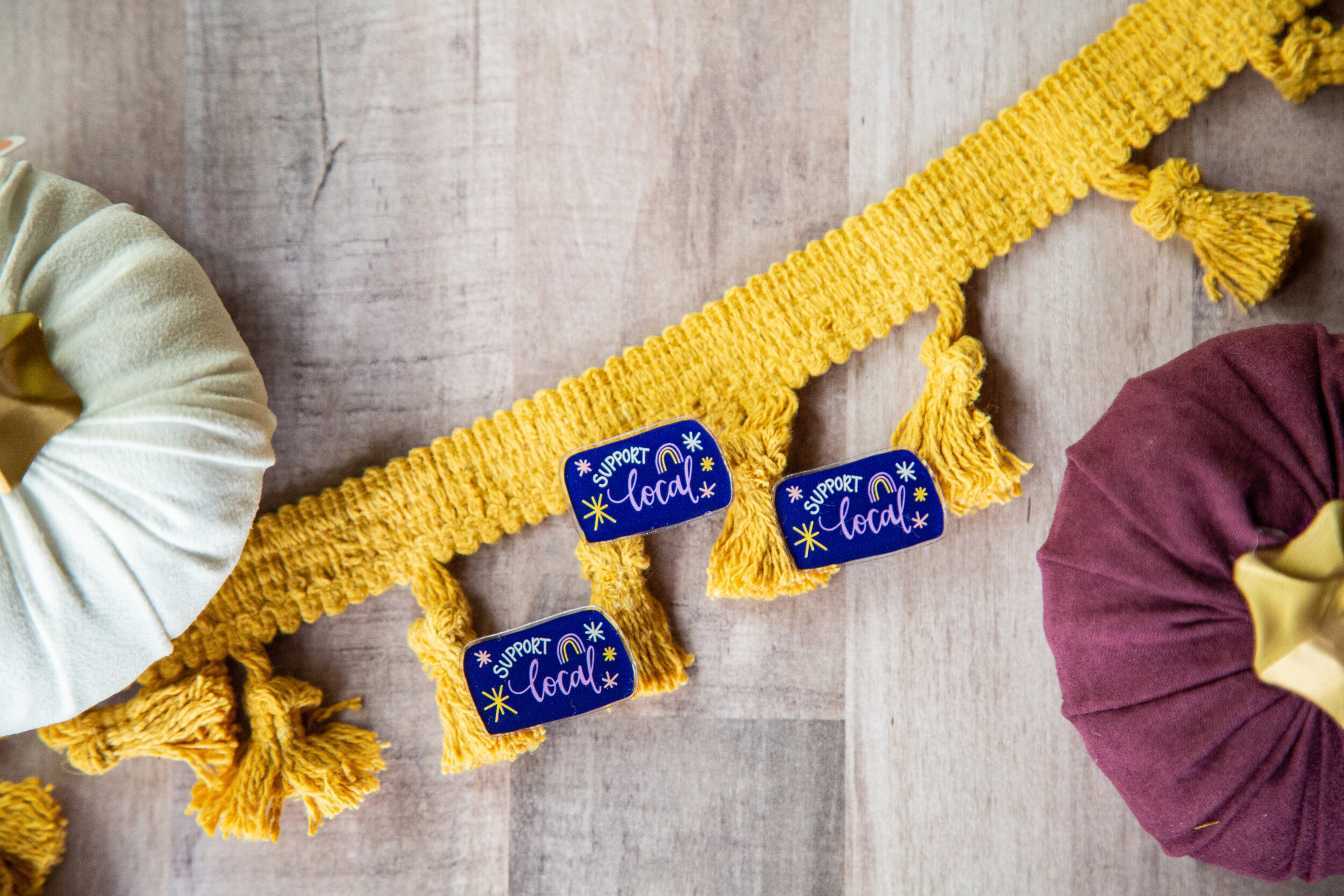 "Support Local" acrylic pin