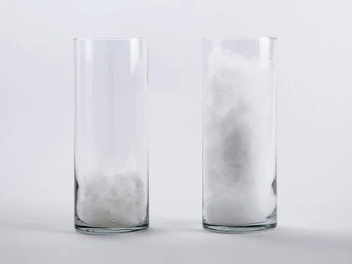 Unopened 5 Star Fibre Fill (Left) vs. Opened 5 Star Fibre Fill (Right)