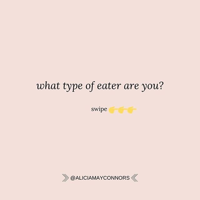 ⁣⁣⁣what type of eater are you?⠀⠀⠀
⠀⠀⠀
1⃣the all-or-nothing type.  you&rsquo;re either 100% dialled in, or you&rsquo;re finishing bags of chips and tubes of cookie dough at 9pm.  you strive for perfection, but when it comes to eating, that word doesn&