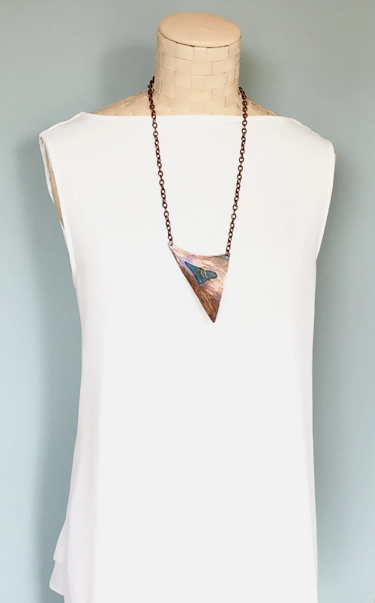 SOLD TURQUOISE SEA GLASS from Maui on PAINTED COPPER  iItem #505 N  