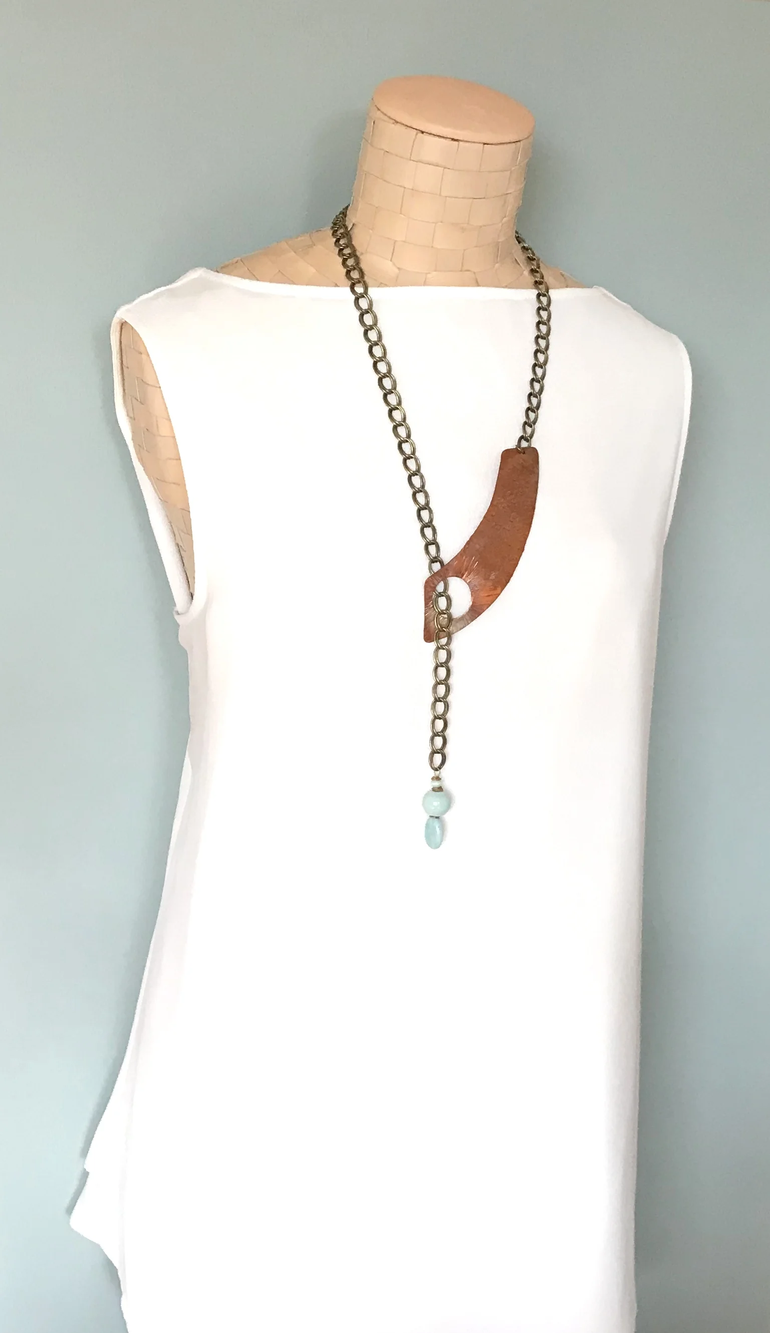 STRIKING COPPER CRESCENT ART PIECE     Item  #414 N  