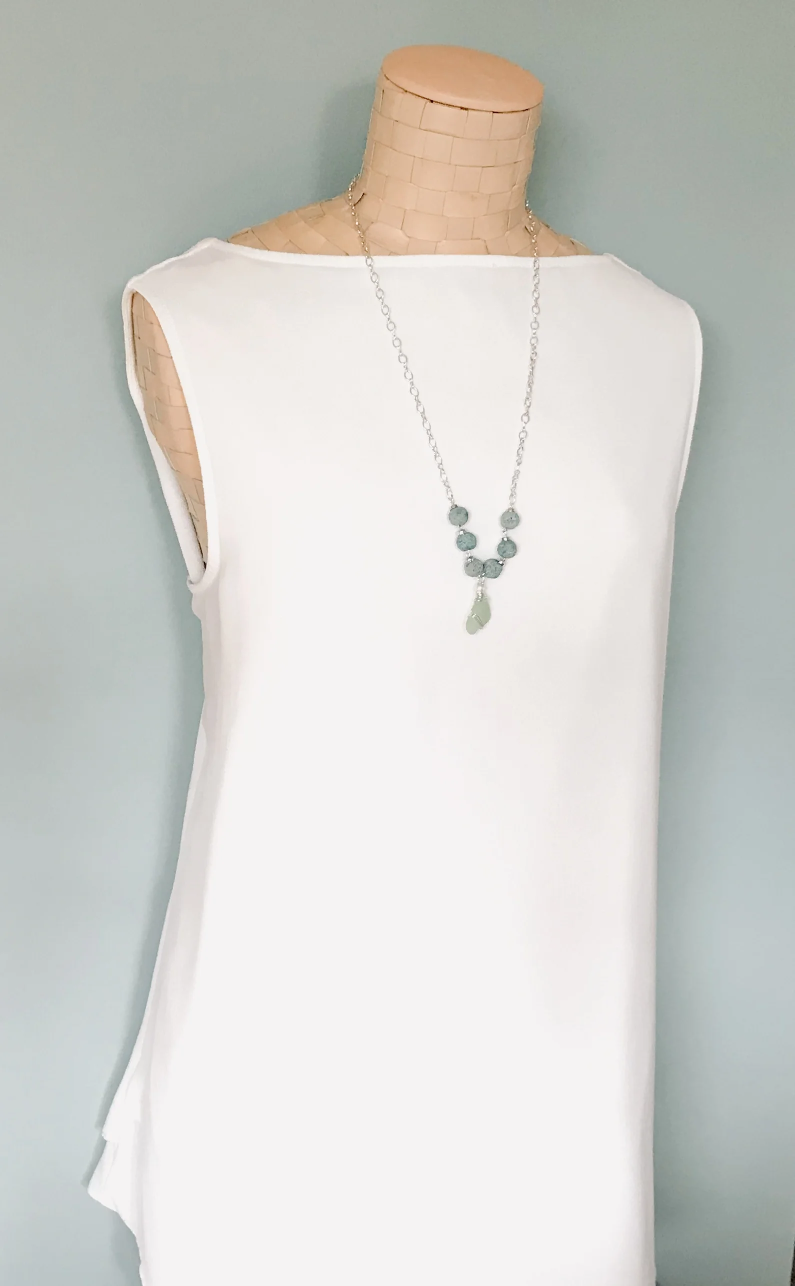 AUTHENTIC SEA GLASS from MAUI - diffuser necklace Item #508 N  