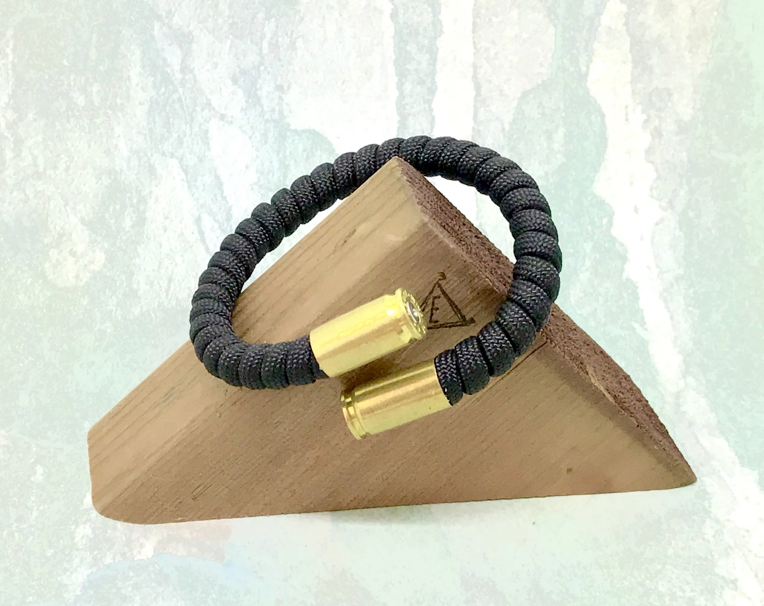   SOPHISTICATED  UNISEX BLACK/BRASS BULLET casing bracelet  Item #500 B
