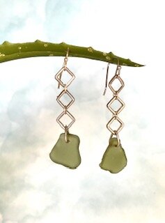 UNUSUAL MOSS GREEN SEA GLASS   ITEM # 642 E