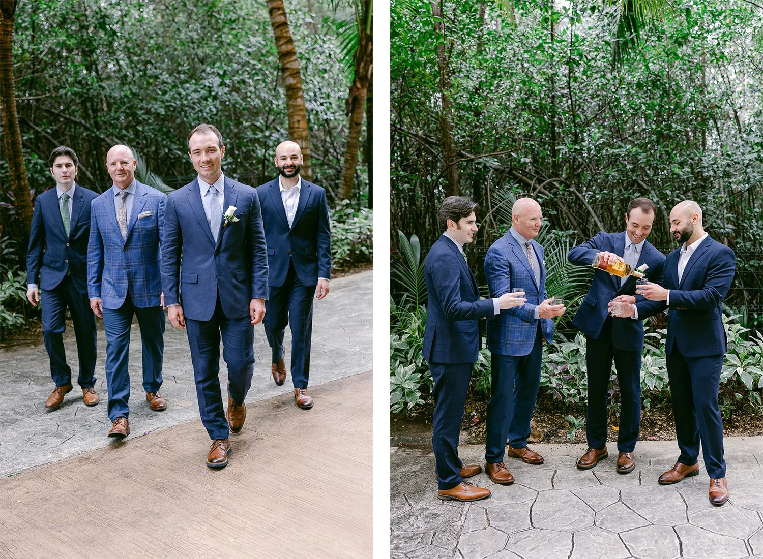 15 Groom with his groomsmen walking, enjoying and drinking whiskey before the first look.jpg