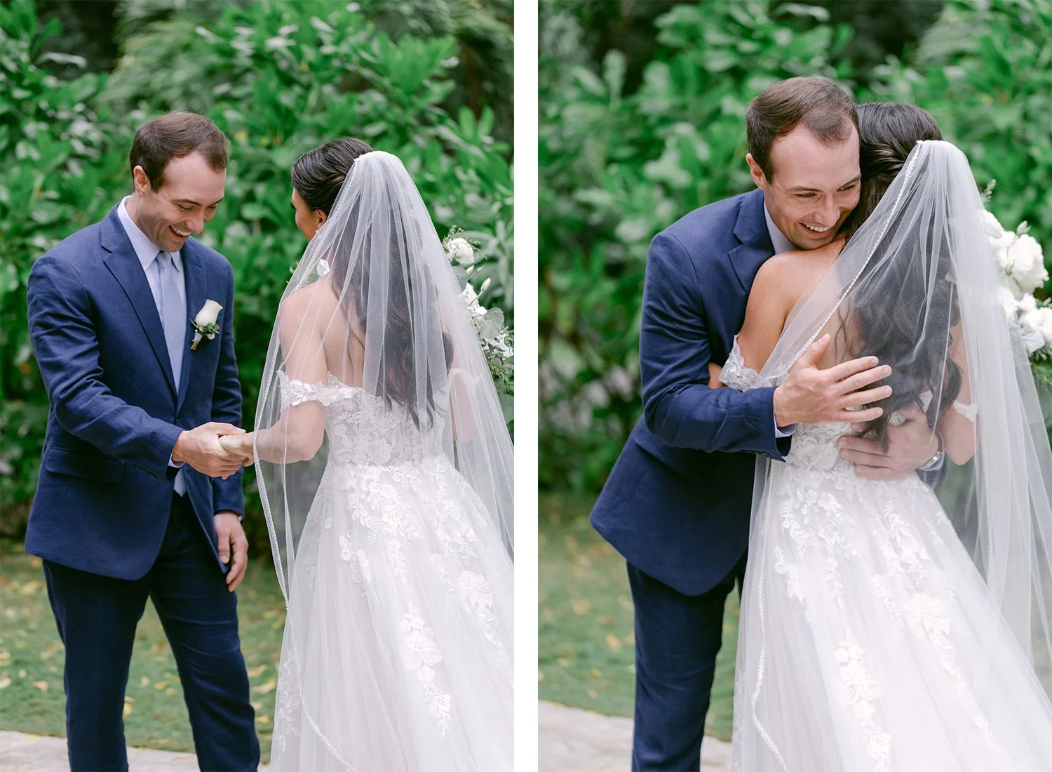 18 Groom happily surprised reaction in the wedding first look hugging the bride.jpg