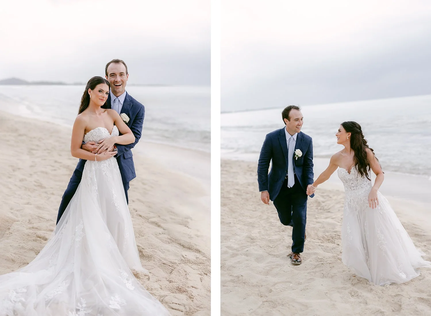 42 Beautiful photos of bride and groom posing on the beach smiling and laughing running together.jpg
