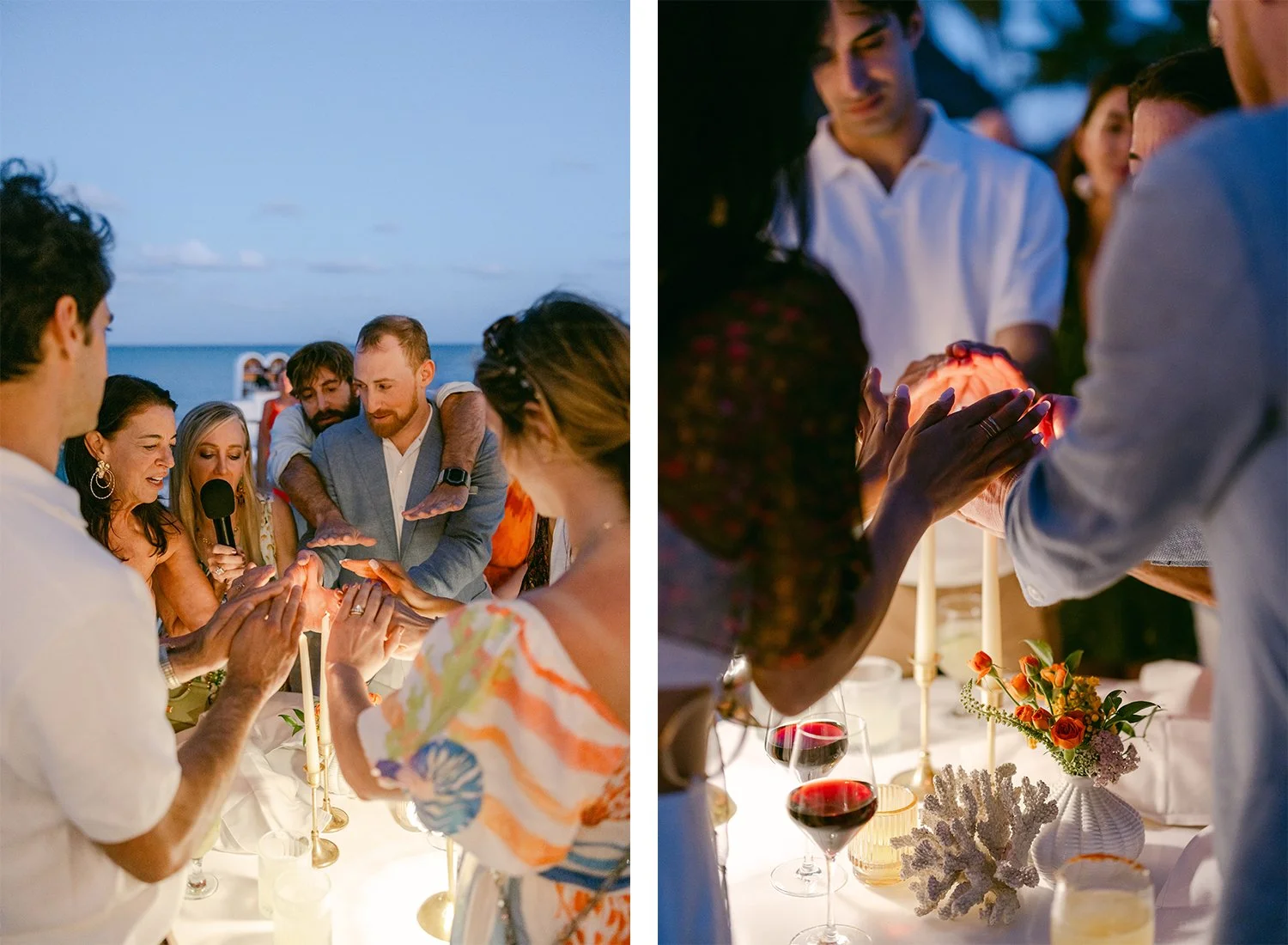 16 bride and groom jewish tradition by the beach at night welcome party.JPG
