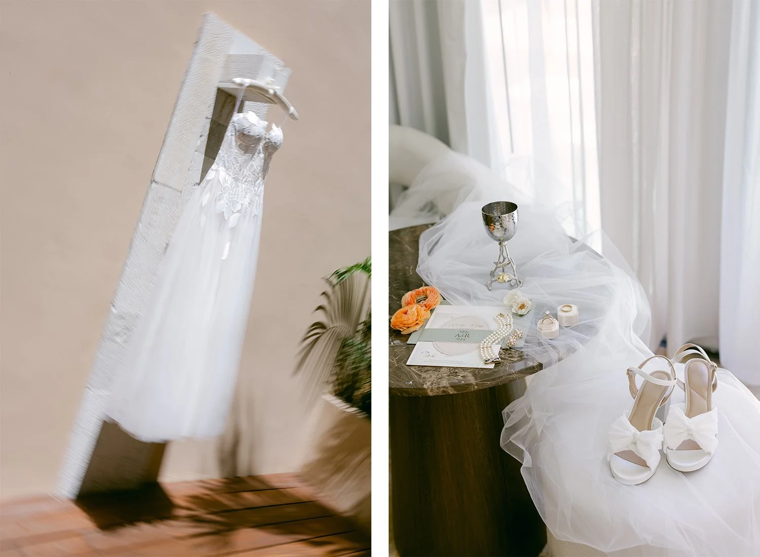 02 bride's wedding dress and flatlay photo of bride's wedding accesories and shoes.JPG