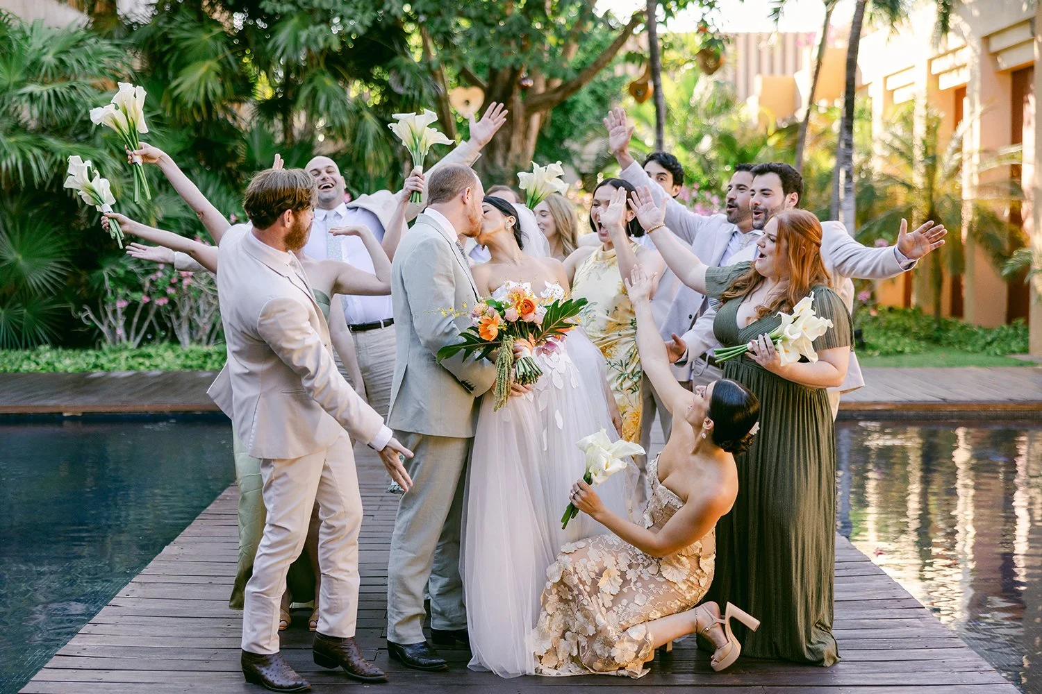 30 amazing photo of bridal party celebrating bride and groom's kiss.JPG
