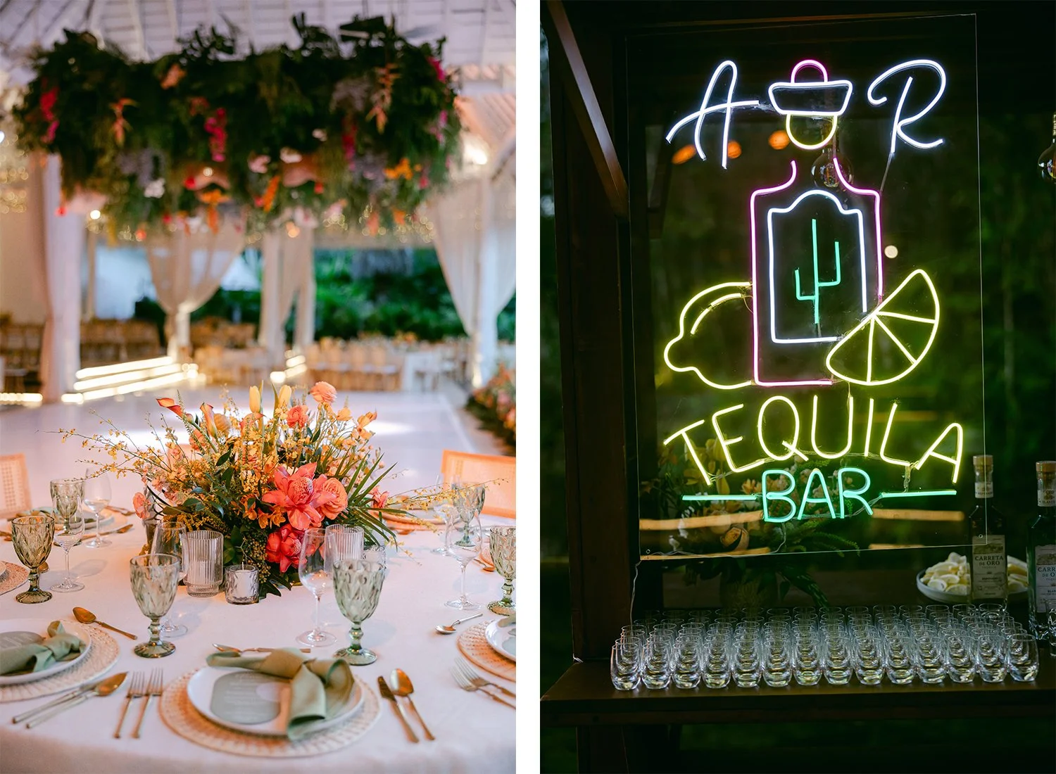 61 beautiful wedding reception decoration with flowers and neon signs.JPG