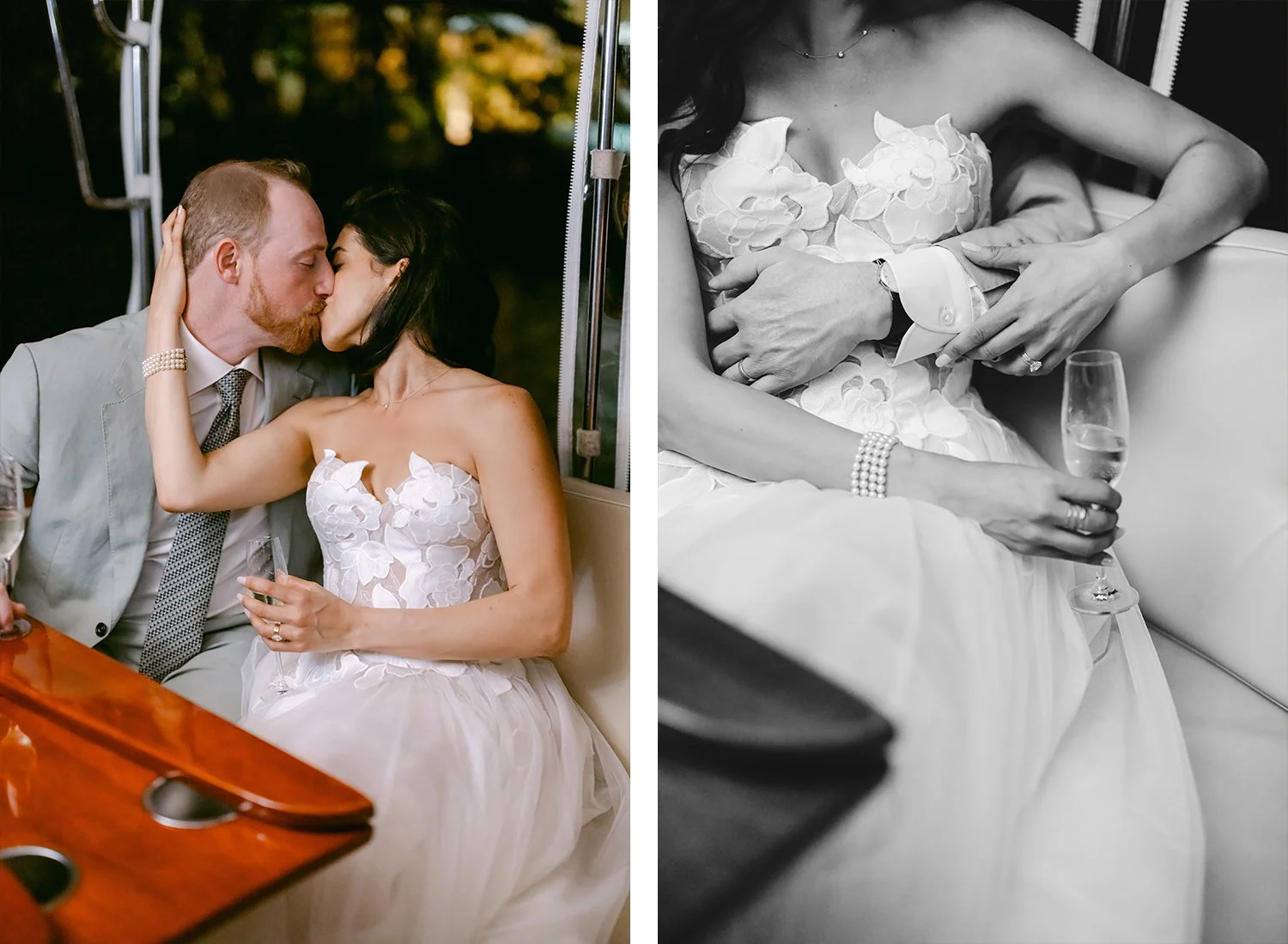 71 bride and groom kissing and detail closeup of dress ring and champagne.JPG